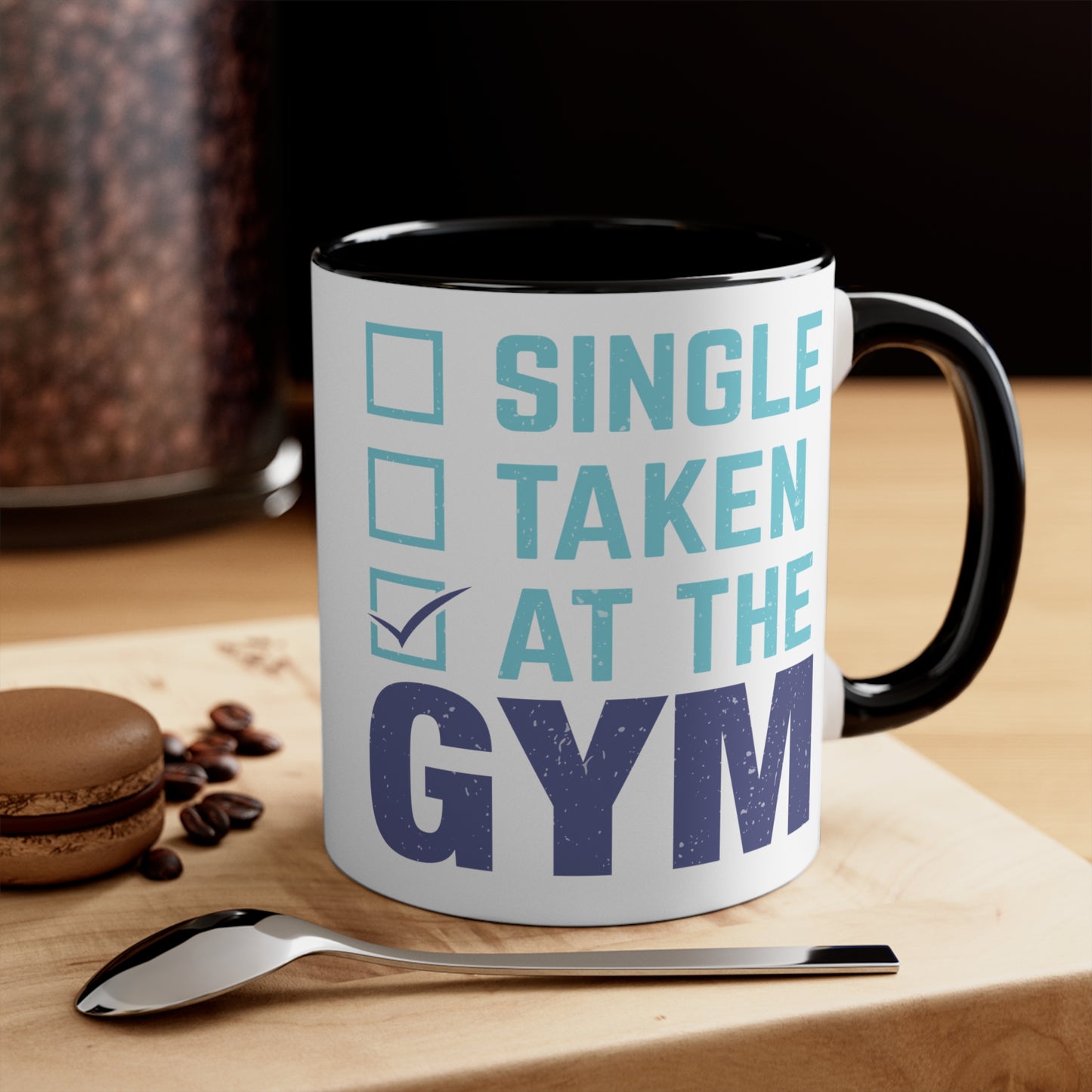 At The Gym Colorful Accent Mug 11oz - For Gym Fitness Enthusiasts