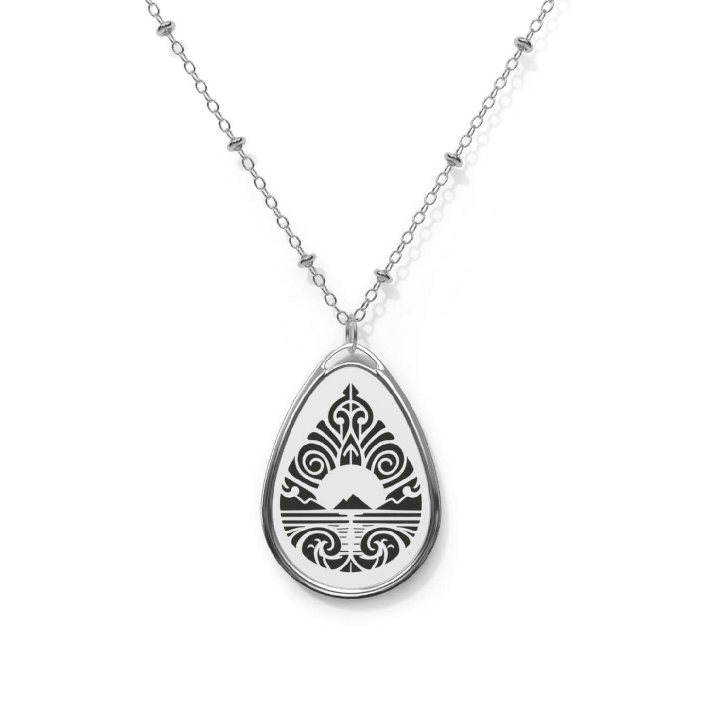 Teardrop Mountain Oval Necklace
