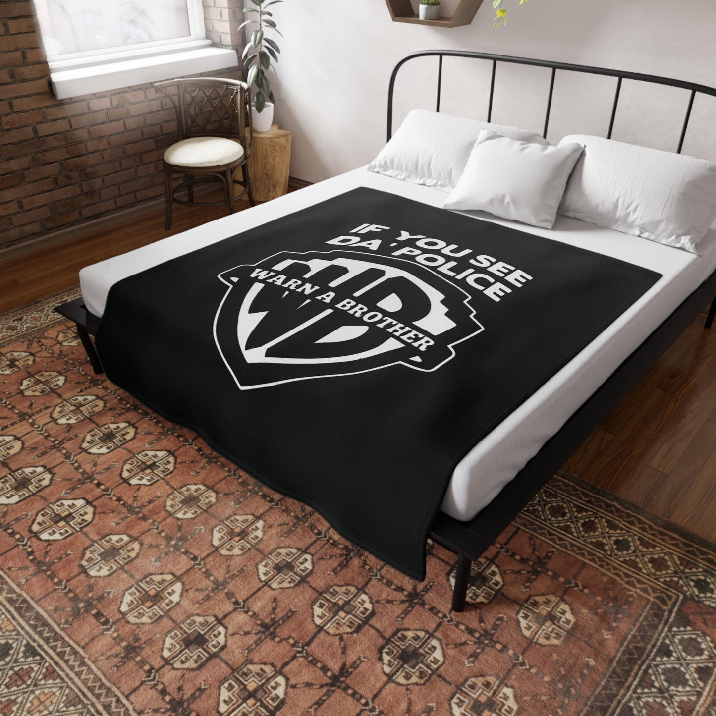 Warn A Brother Plush Fleece Blanket - Black