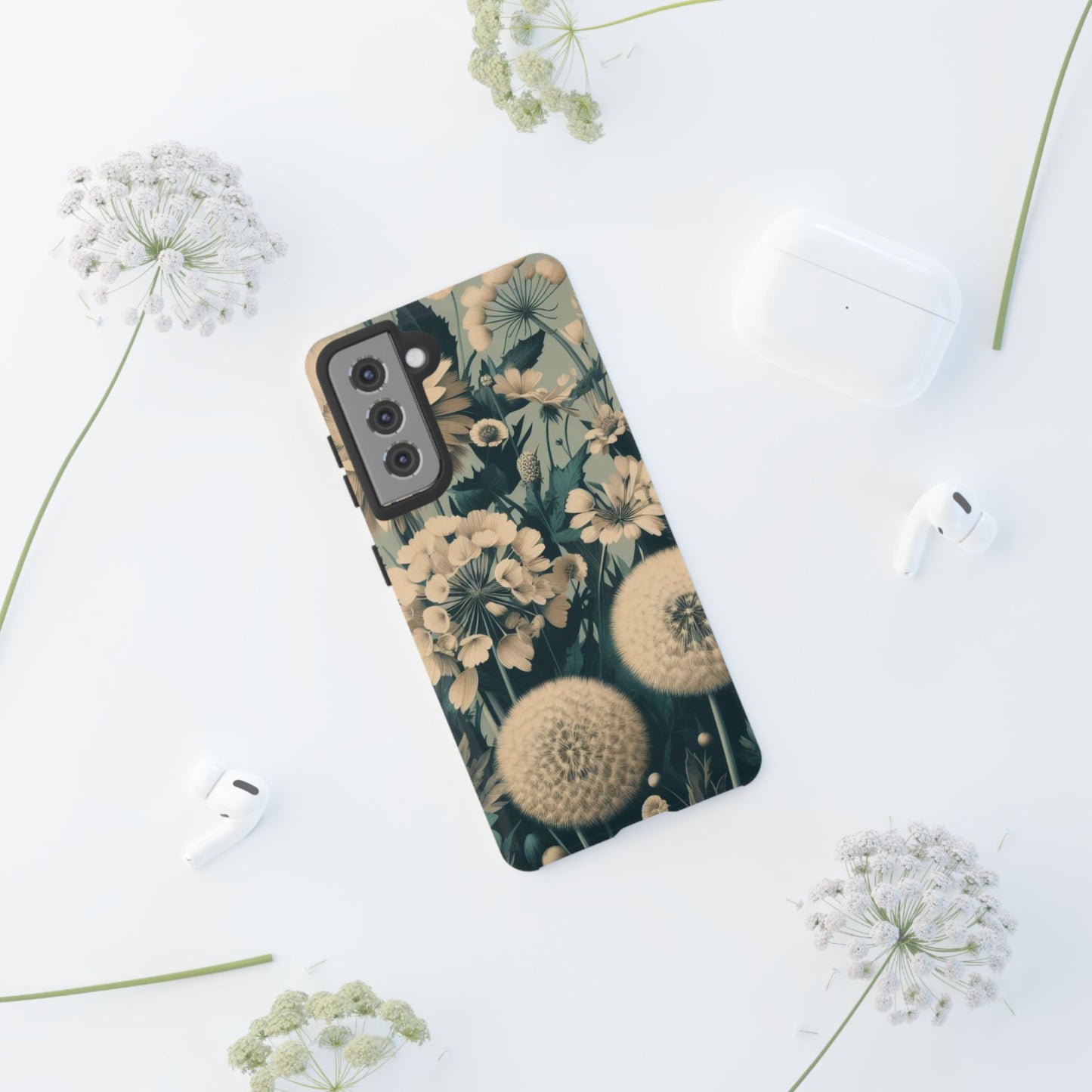 Blue & Cream Flowers Tough Cases iPhone/Google/Samsung