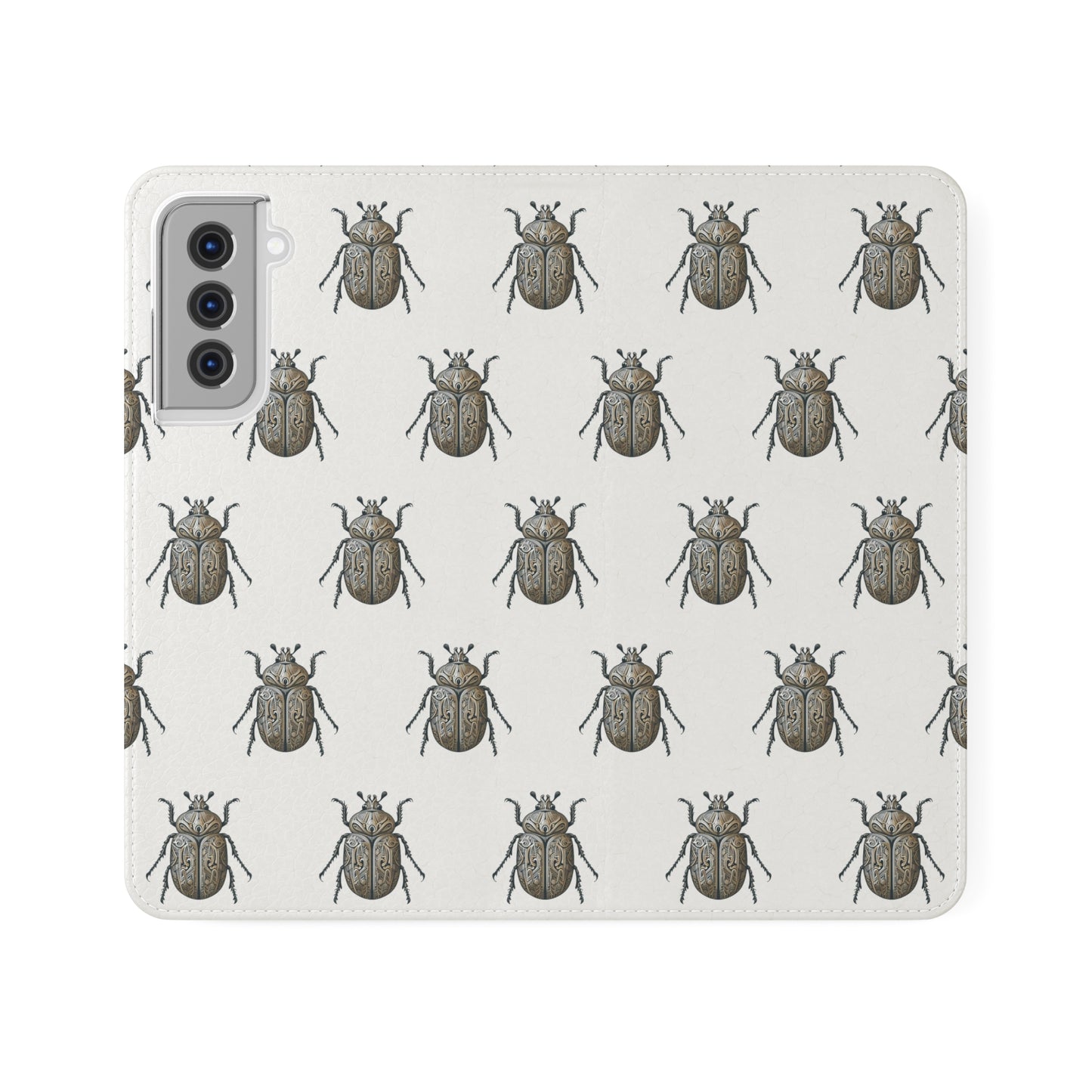 Carved Beetle Flip Cases for iPhone/Samsung - white