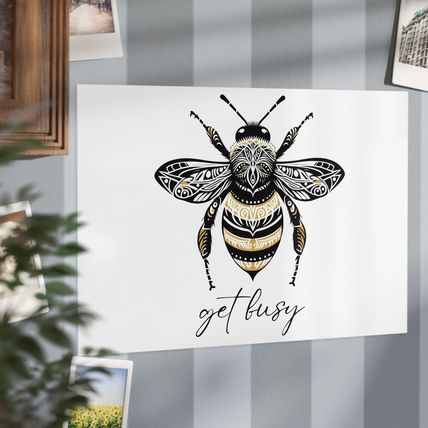 Get Busy Bee Unframed Prints - white