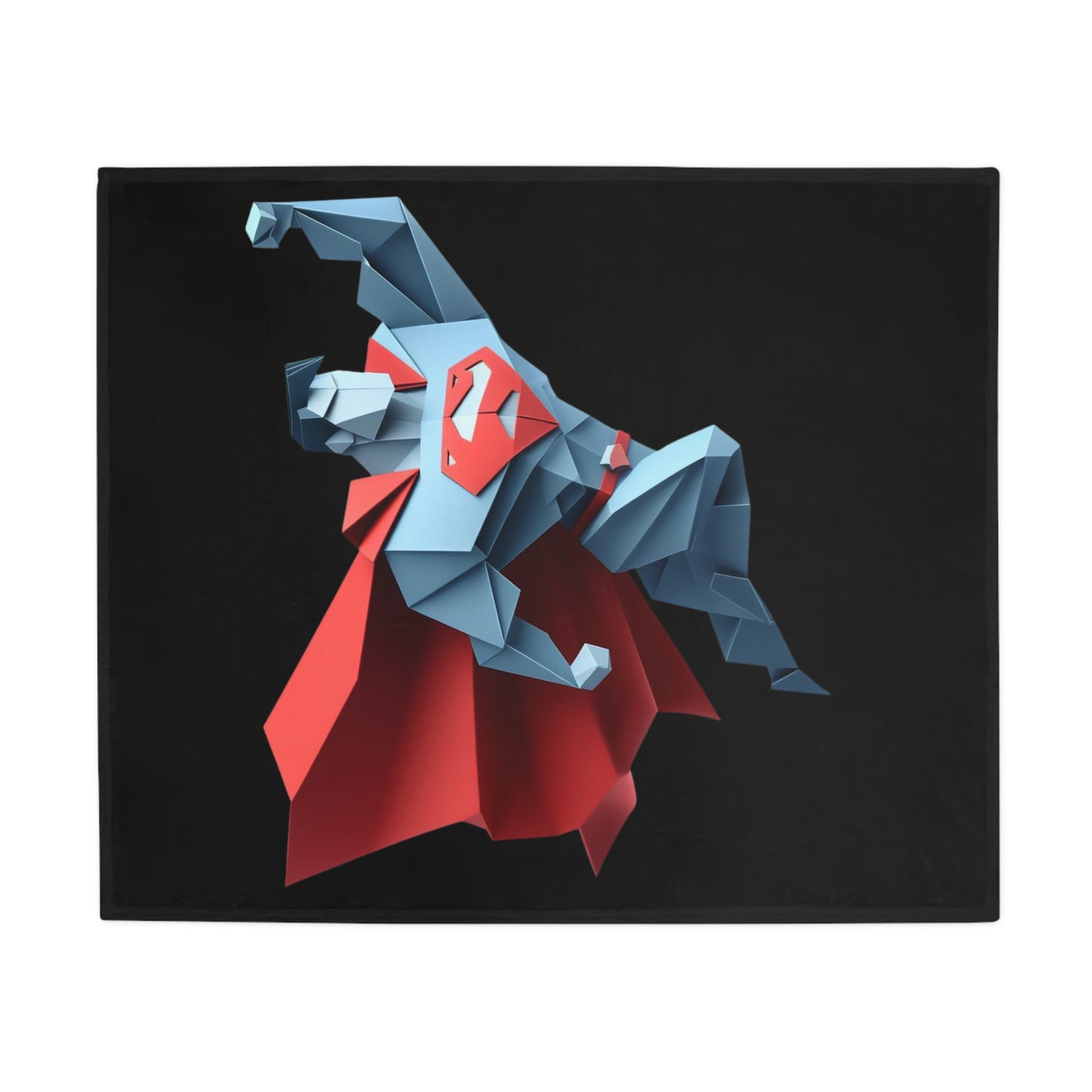 Origami Superman Plush Fleece Blanket - Black