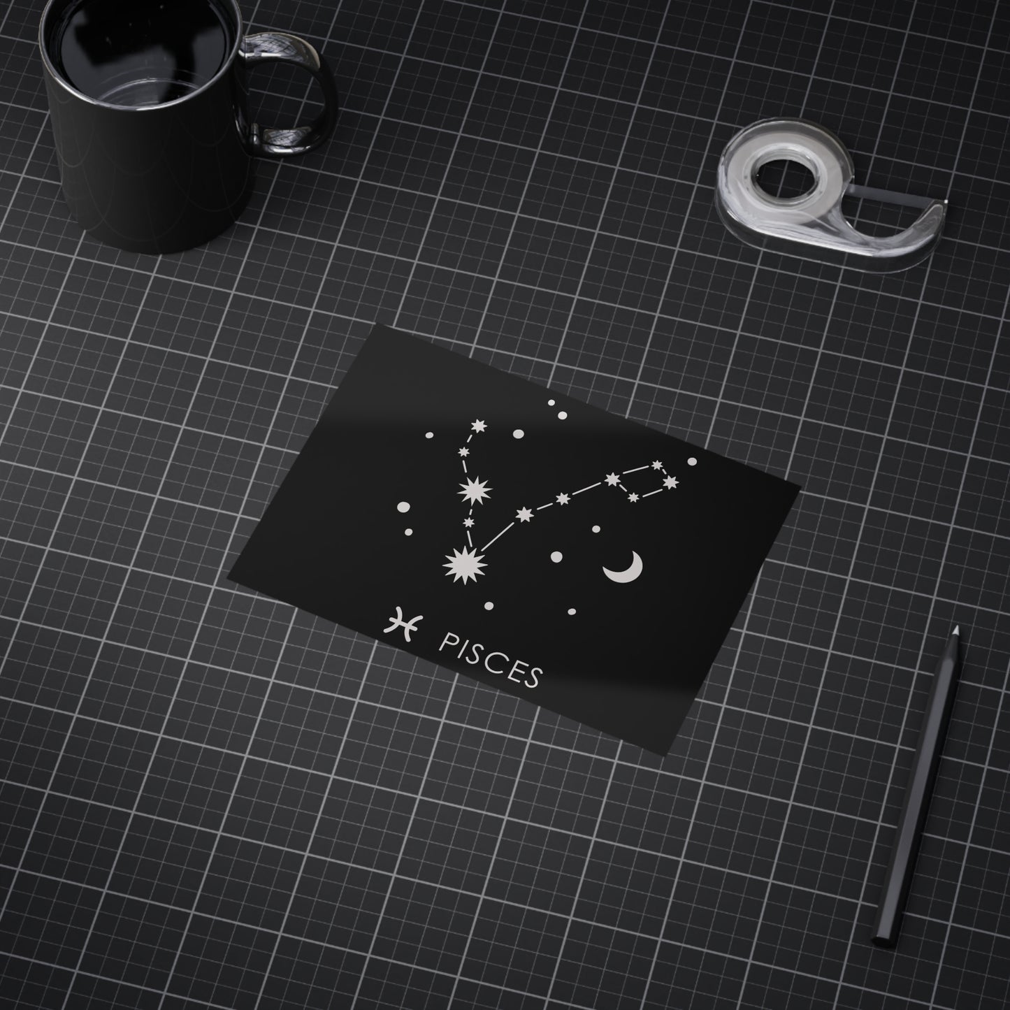 Pisces Starmap Unframed Prints - black