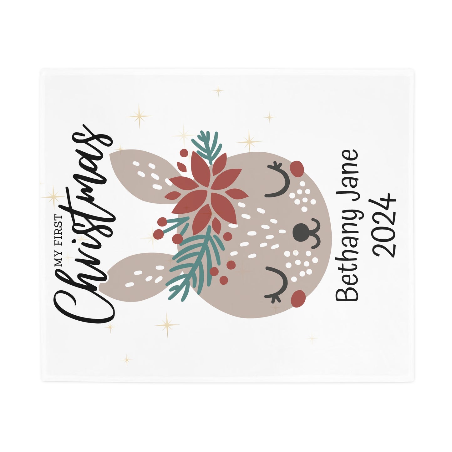 Customisable "My 1st Christmas" Plush Fleece Blanket - bunny