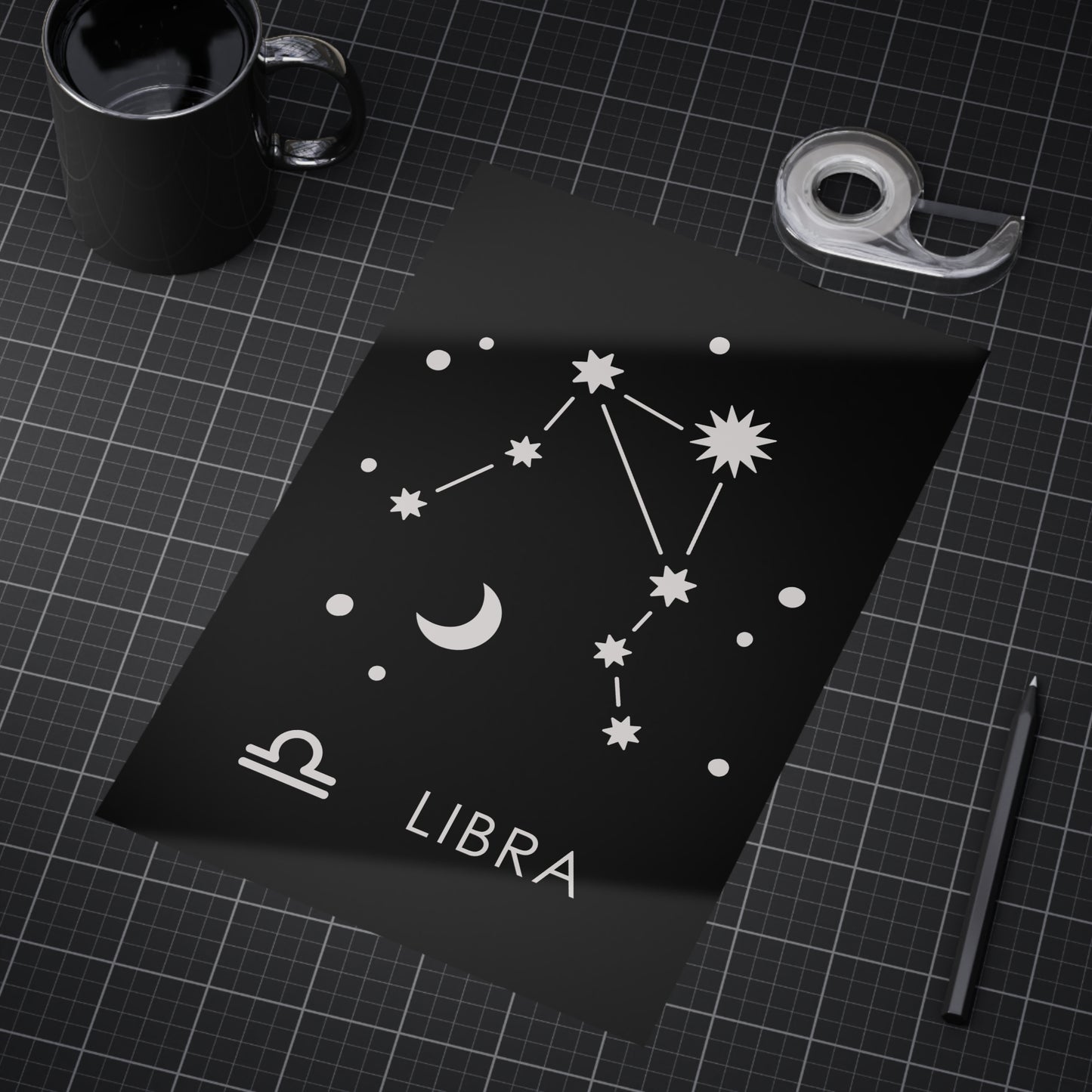 Libra Starmap Unframed Prints - black