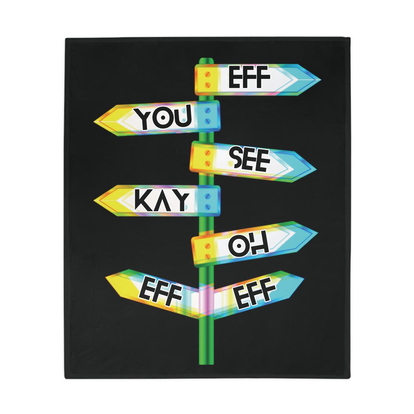 Eff You See Kay Oh Eff Eff Plush Fleece Blanket - Black