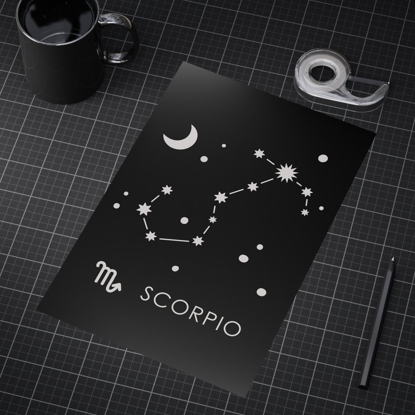 Scorpio Starmap Unframed Prints - black