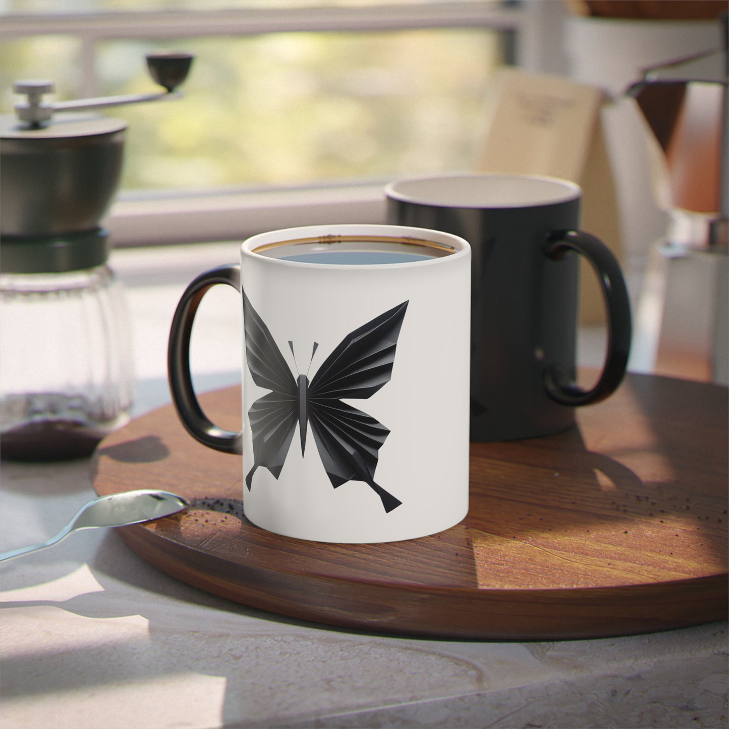 Origami Black Butterfly Magic Mug