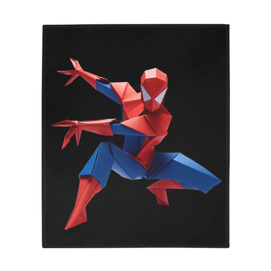 Origami Spiderman Plush Fleece Blanket - Black