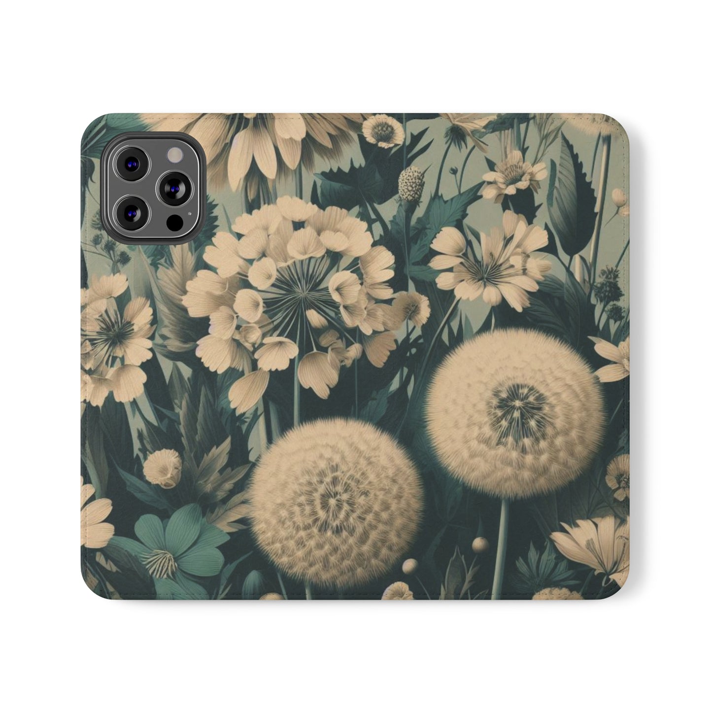 Blue & Cream Flowers Flip Cases iPhone/Samsung