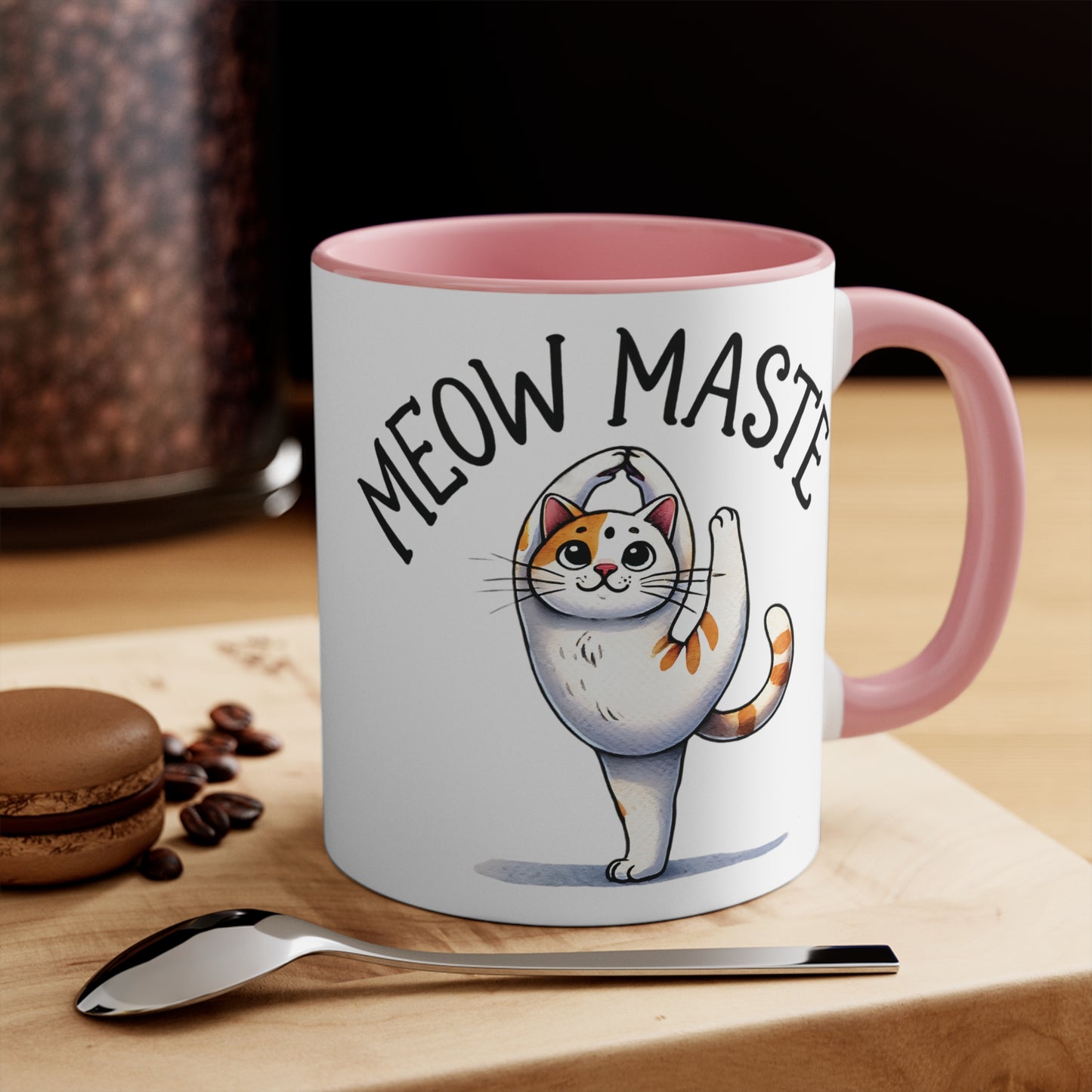 Meow Maste Color Accent Mug 11oz - Zen Meditation Gift