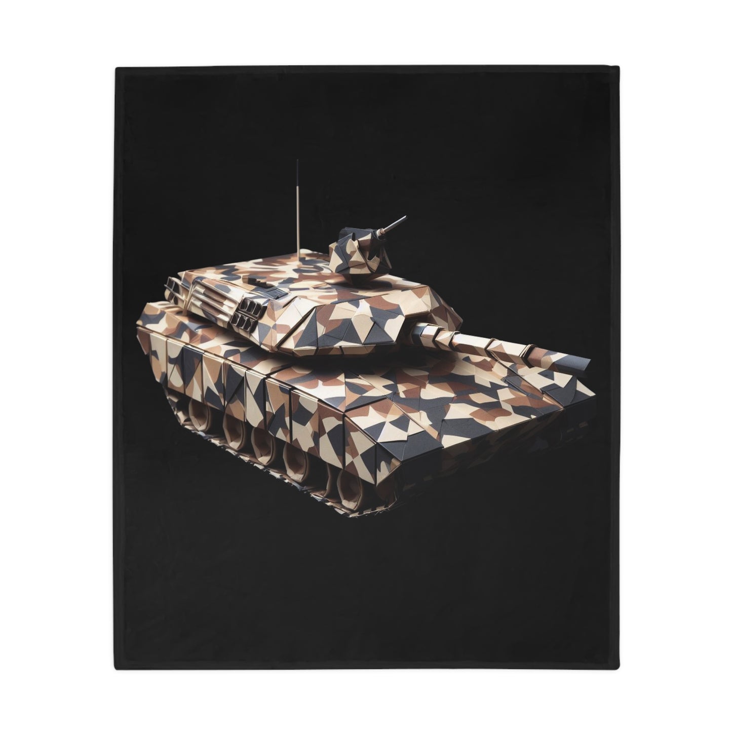 Origami Camo Tank Plush Fleece Blanket - Black