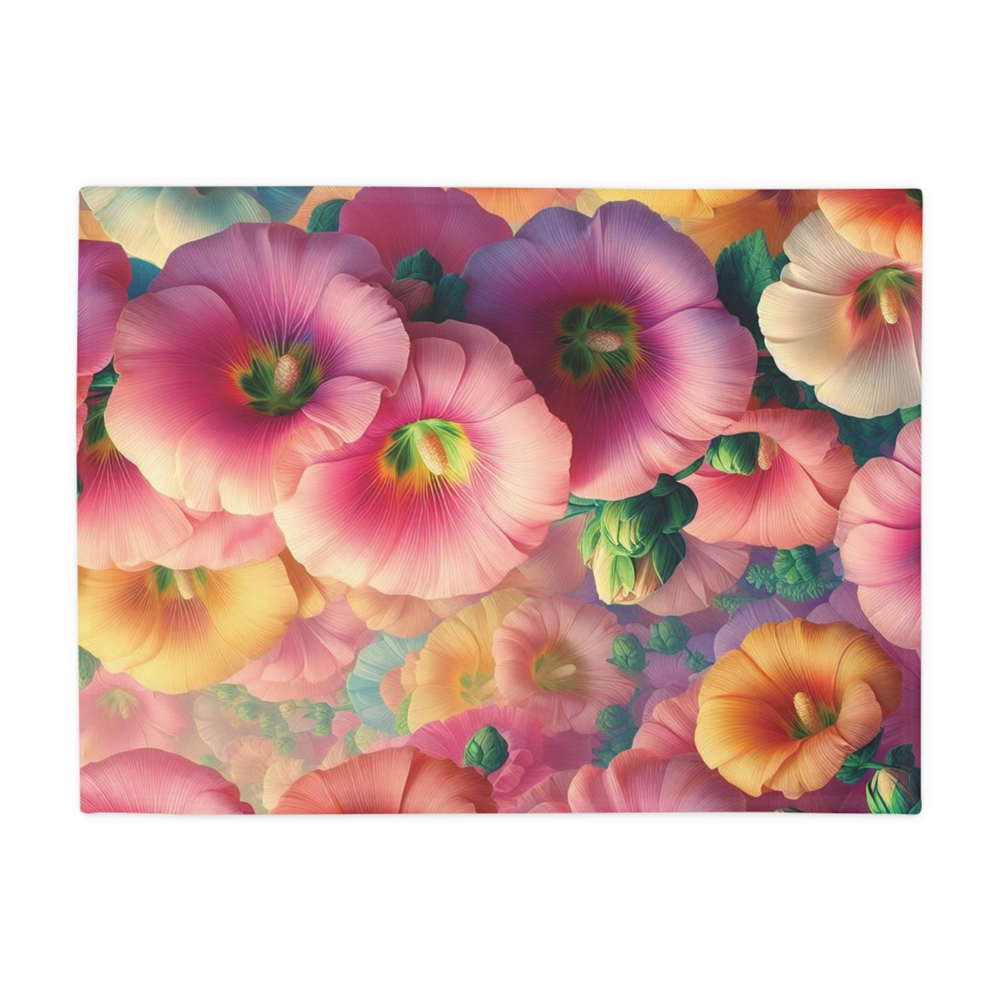 Hollyhocks #1 Plush Fleece Blanket