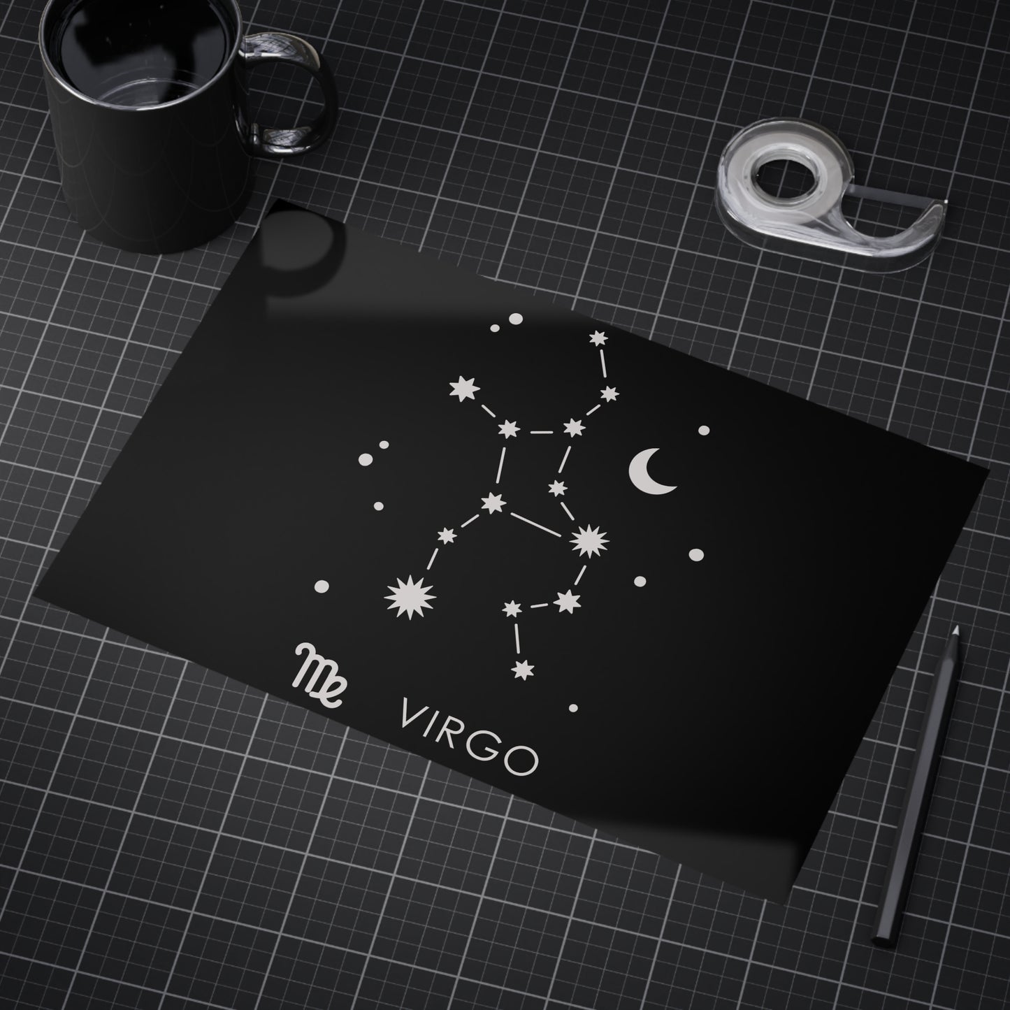 Virgo Starmap Unframed Prints - black