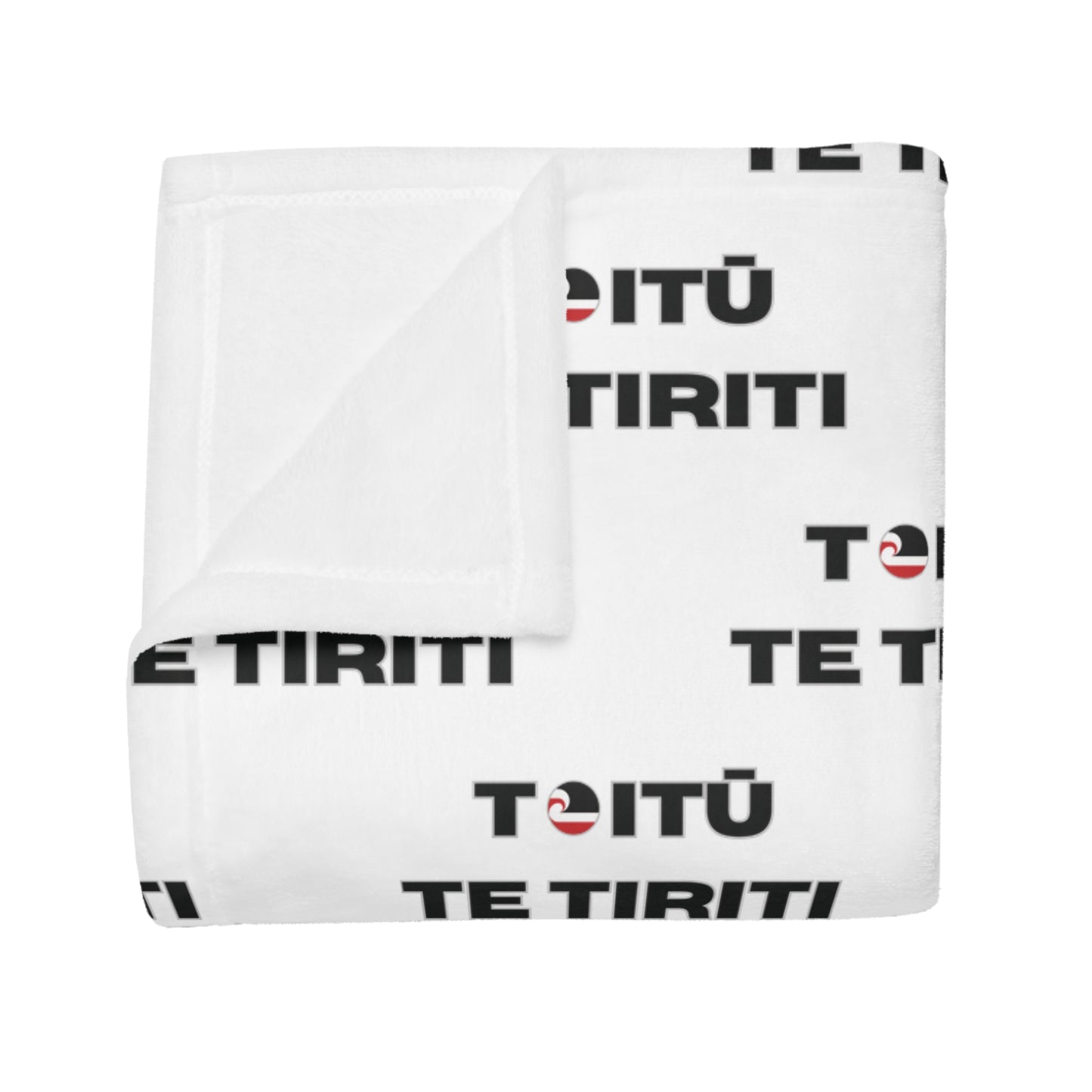 Toitū Te Tiriti - White Plush Fleece Blanket