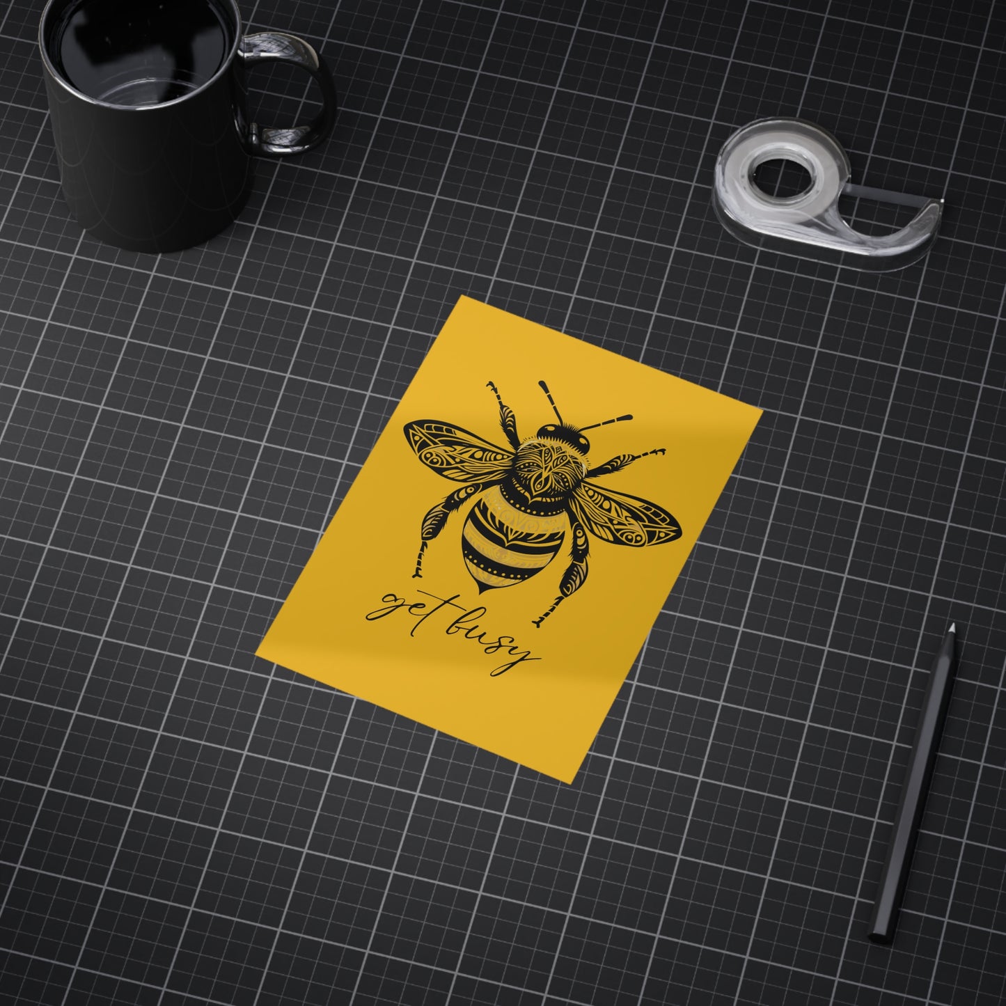 Get Busy Bee Unframed Prints - yellow