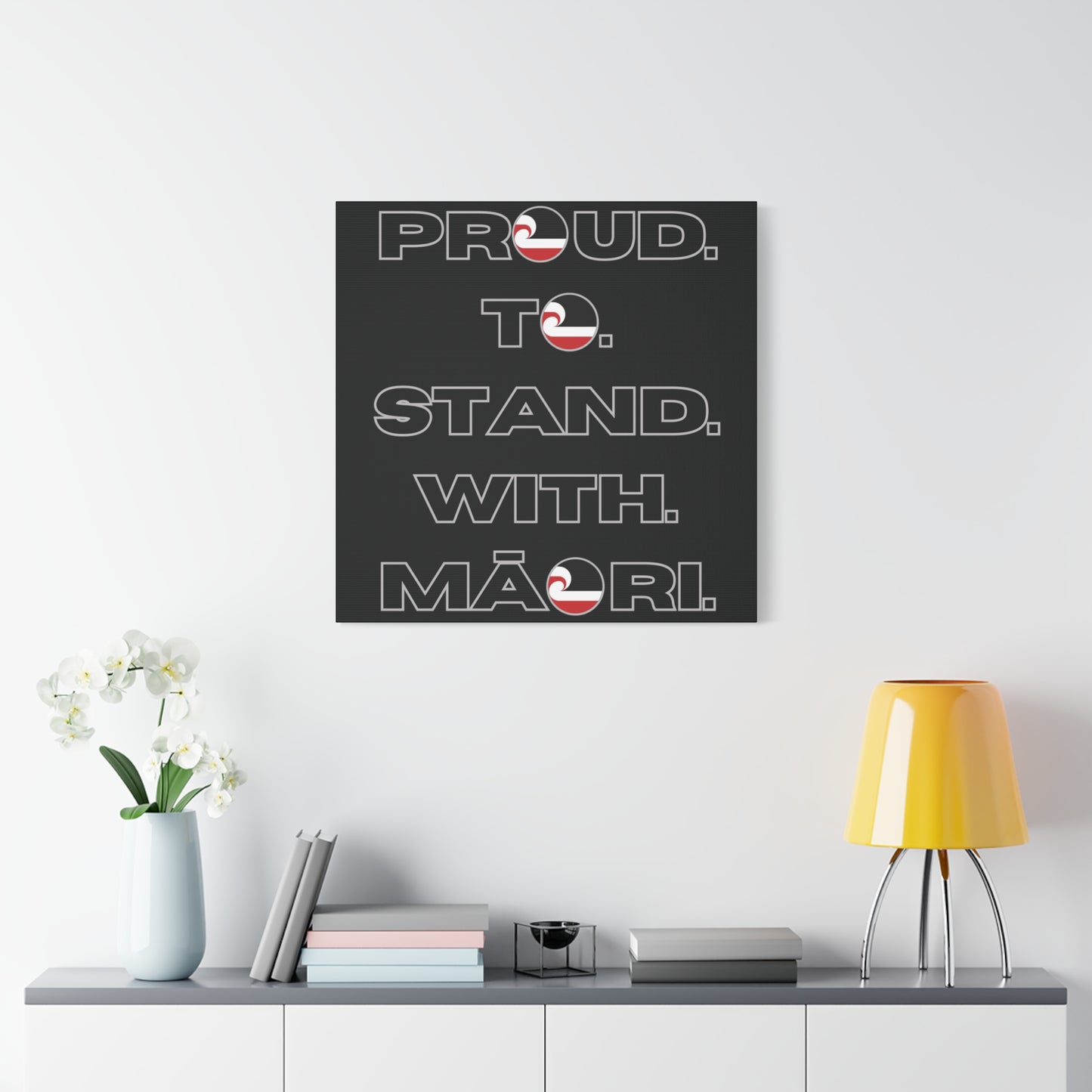 Proud. To. Stand. With. Māori. Classic Canvas - Black