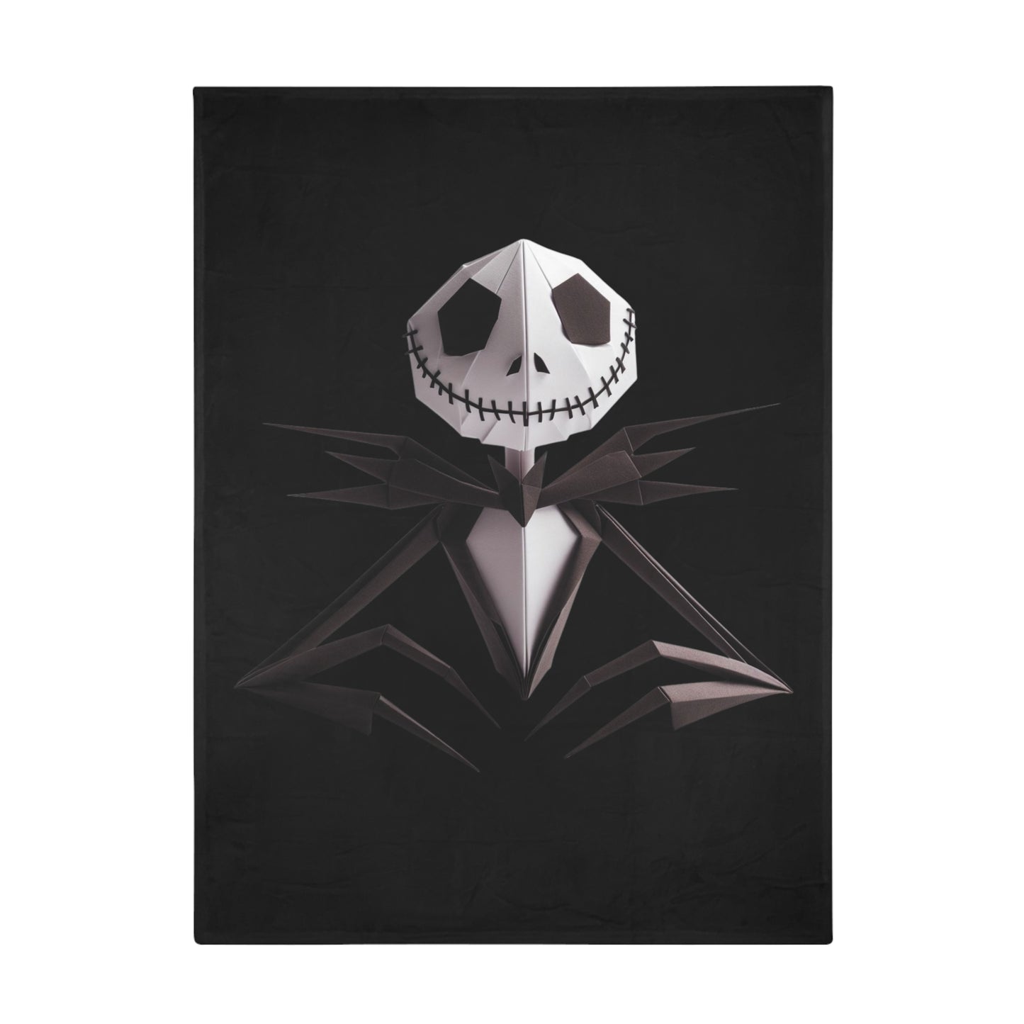 Origami Jack Skellington Plush Fleece Blanket - Black