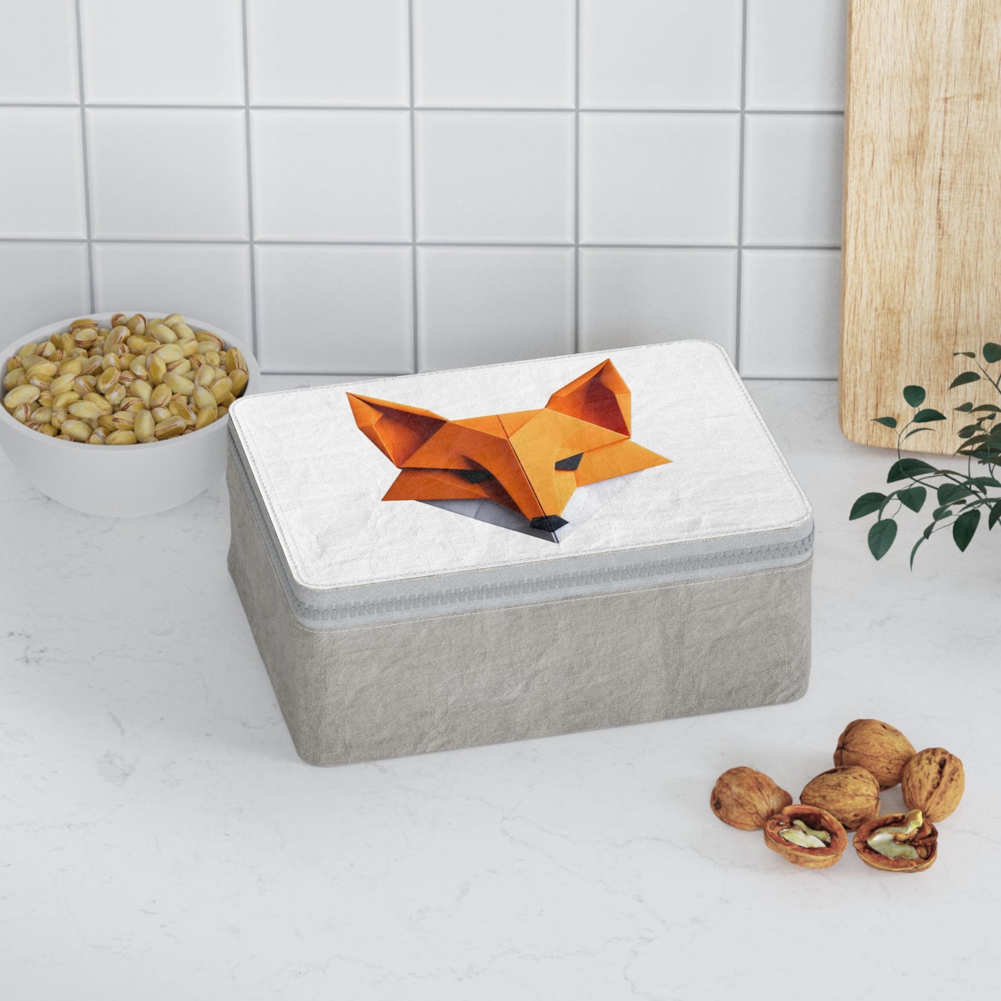 Origami Fox  Paper Lunch Bag - white