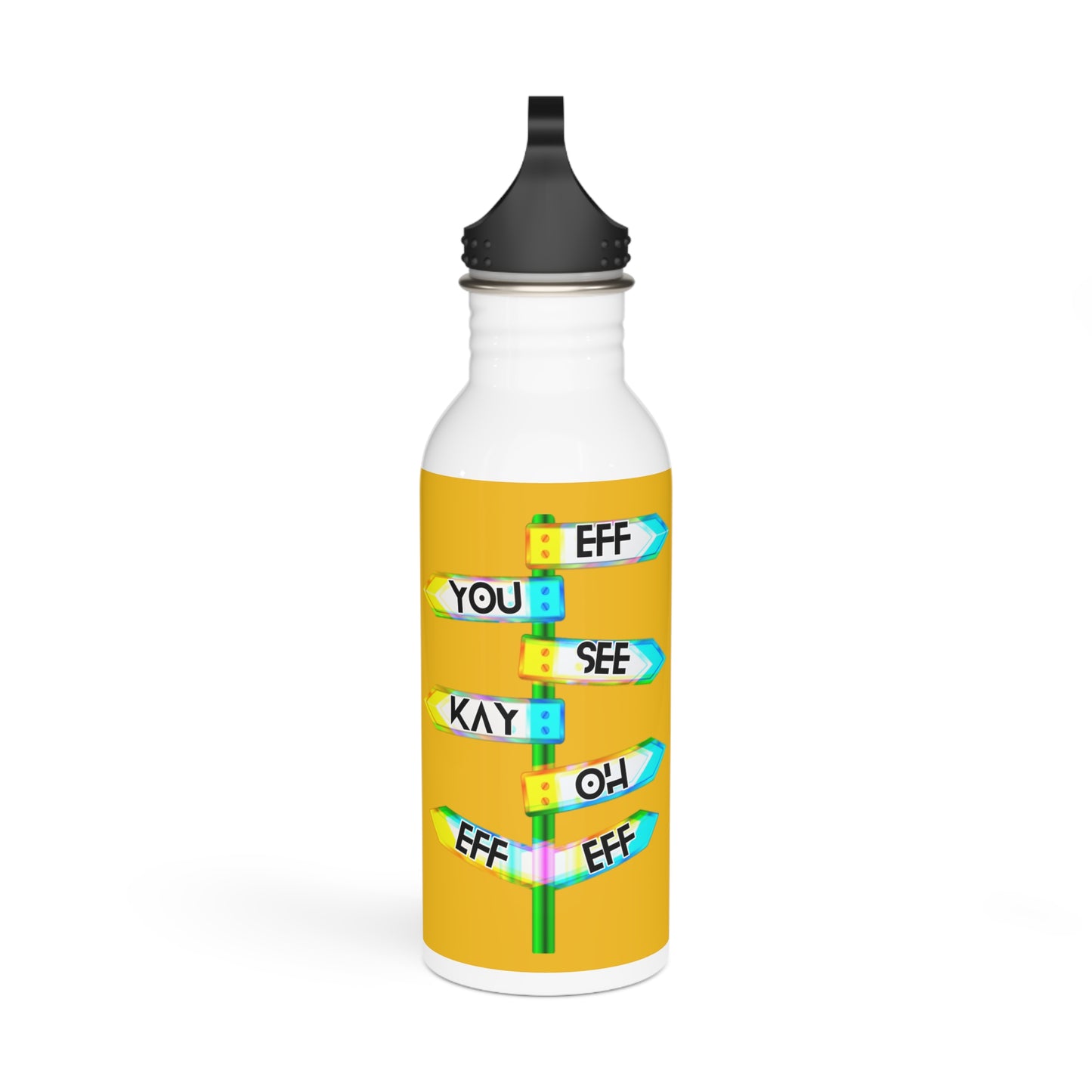 Eff You See Kay Oh Eff Eff Stylish Stainless Steel Water Bottle - Eco-Friendly, Durable, Perfect for On-the-Go - Yellow