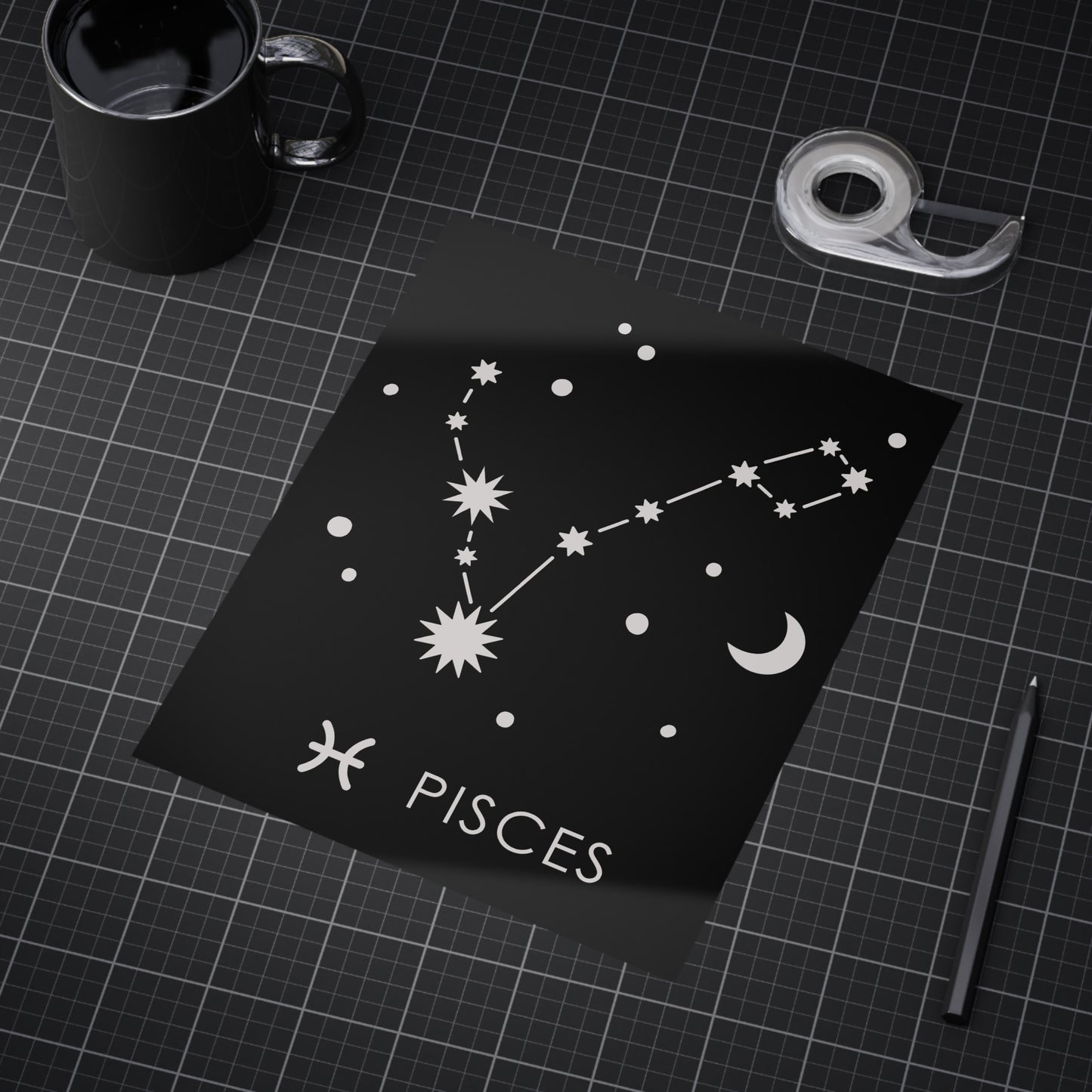 Pisces Starmap Unframed Prints - black