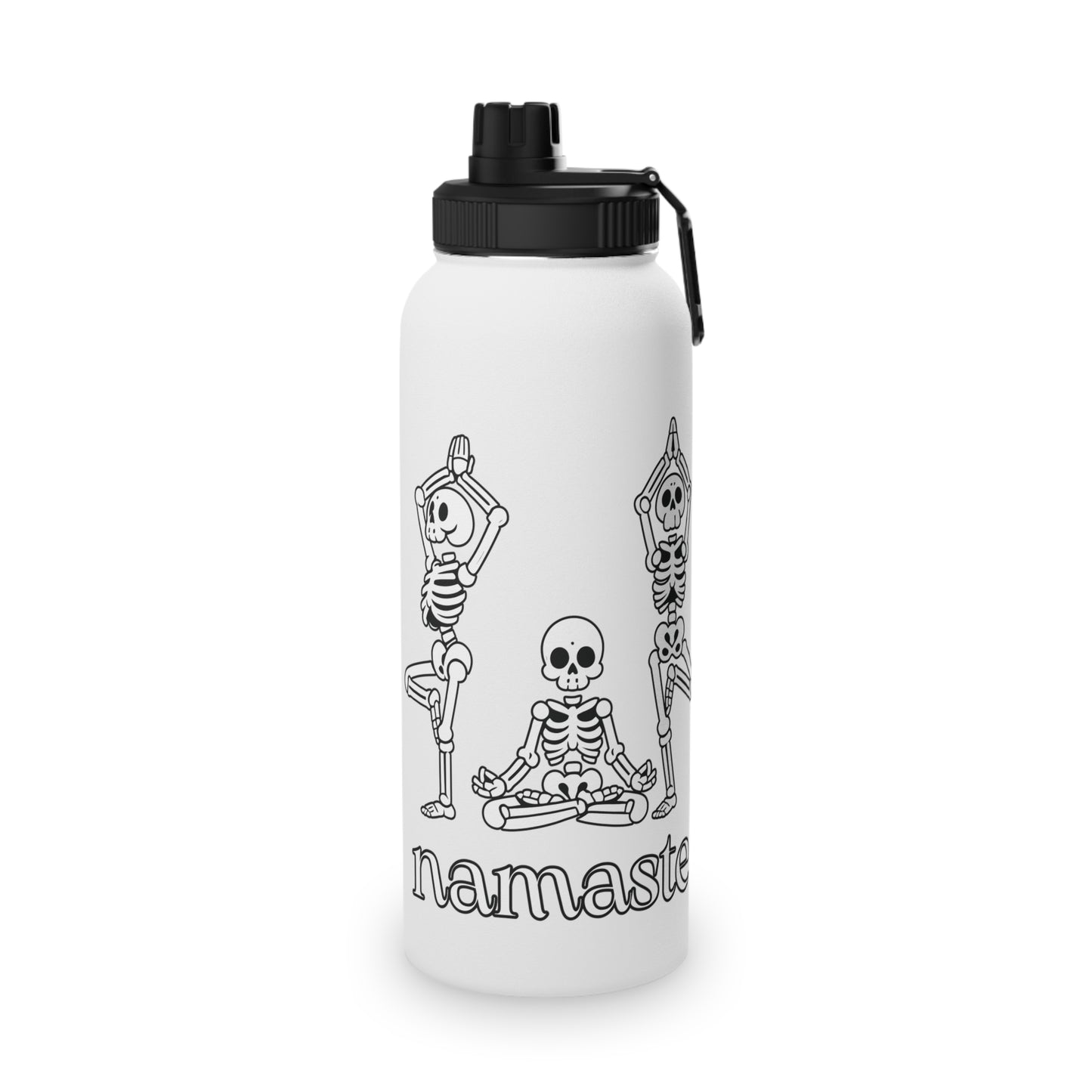 Namaste Skeletons Stainless Steel Water Bottle - # Sizes