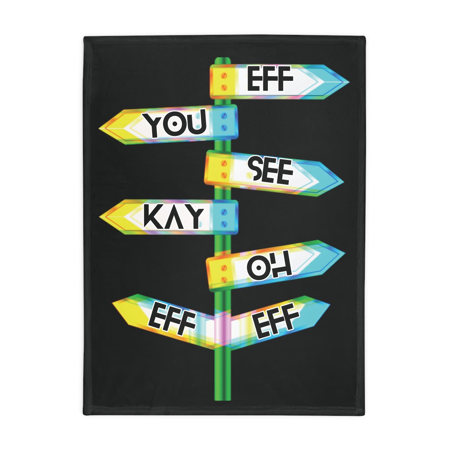 Eff You See Kay Oh Eff Eff Plush Fleece Blanket - Black