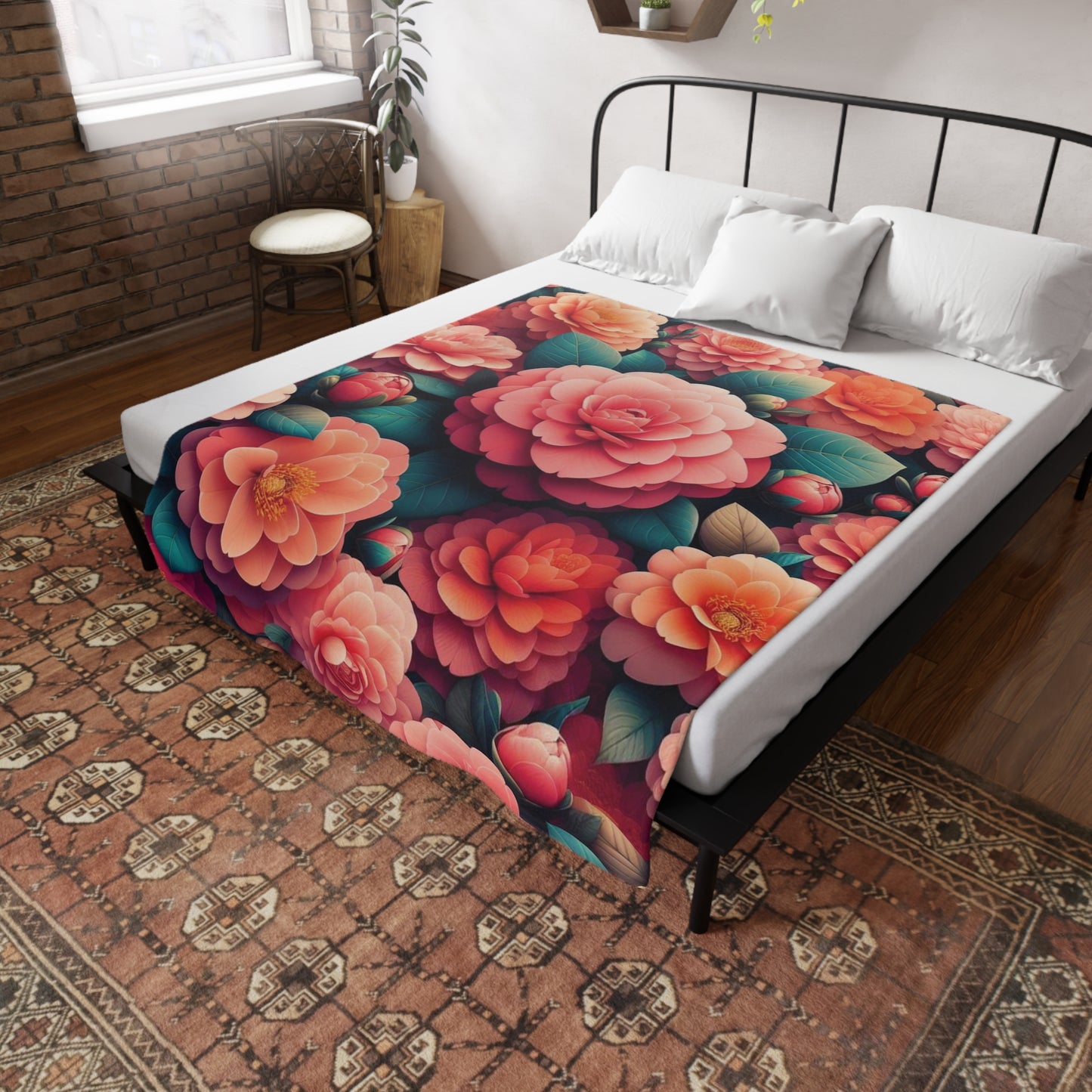 Camelias #2 Plush Fleece Blanket