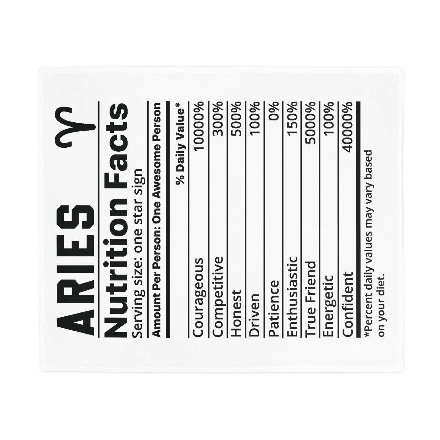 Aries Nutrition Plush Fleece Blanket - white