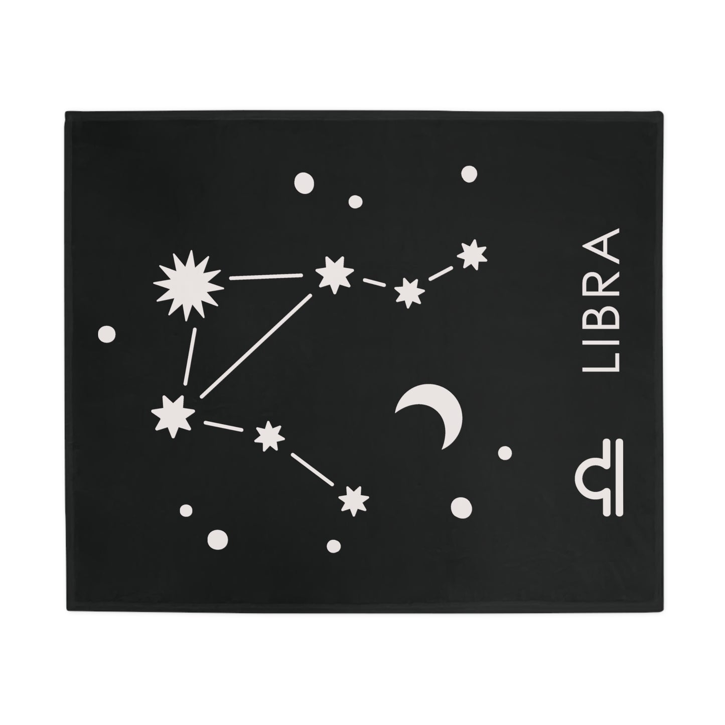 Libra Star Map Plush Fleece Blanket - black