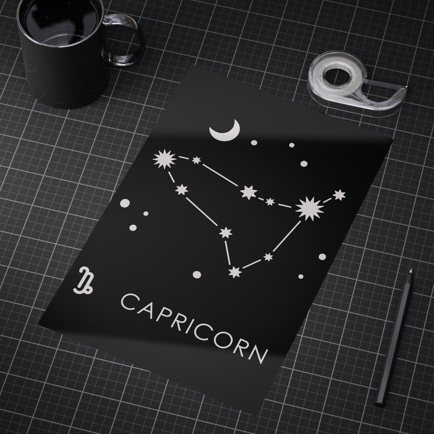 Capricorn Starmap Unframed Prints - black