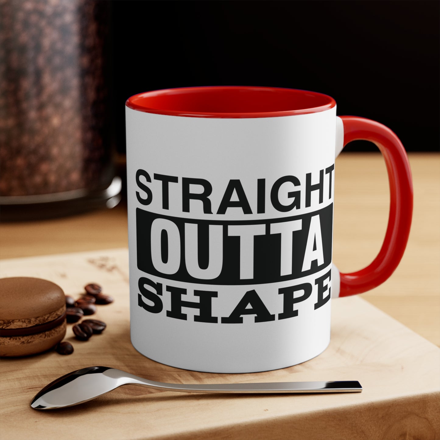 Straight Outta Shape Workout Colorful Accent Mug 11oz - For Gym Fitness Enthusiasts