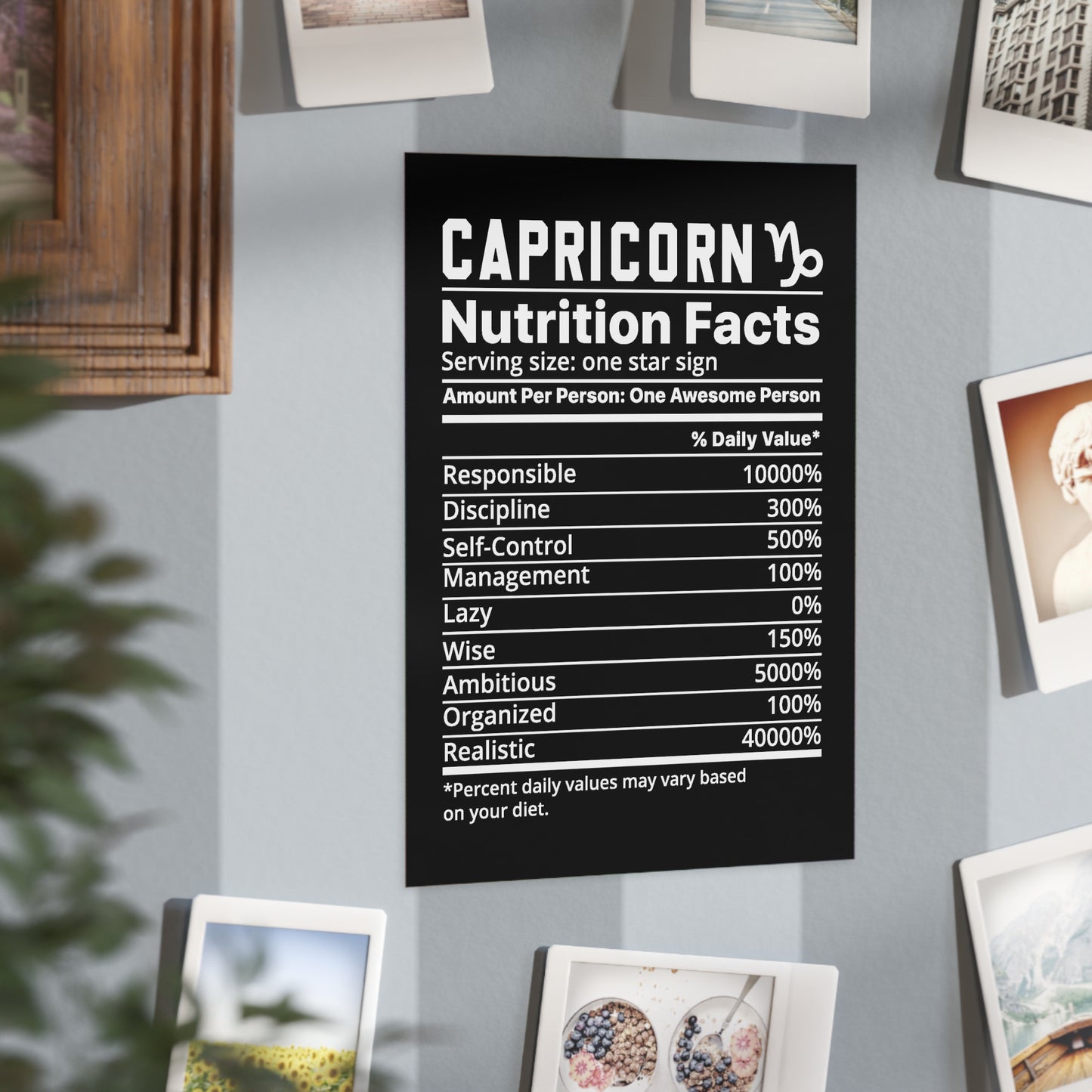 Capricorn Nutrition Unframed Prints - black