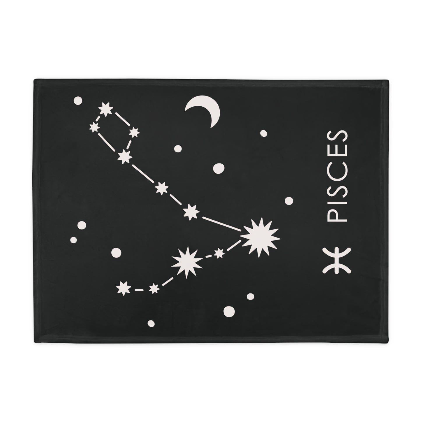 Pisces Star Map Plush Fleece Blanket - black