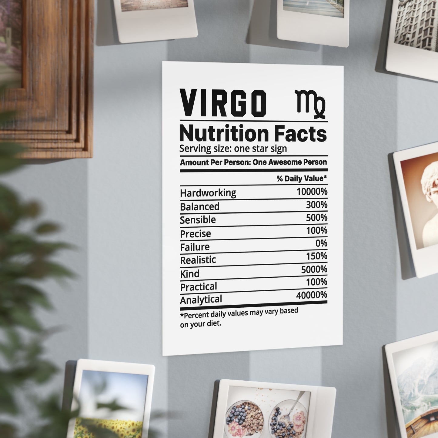 Virgo Nutrition Unframed Prints - white