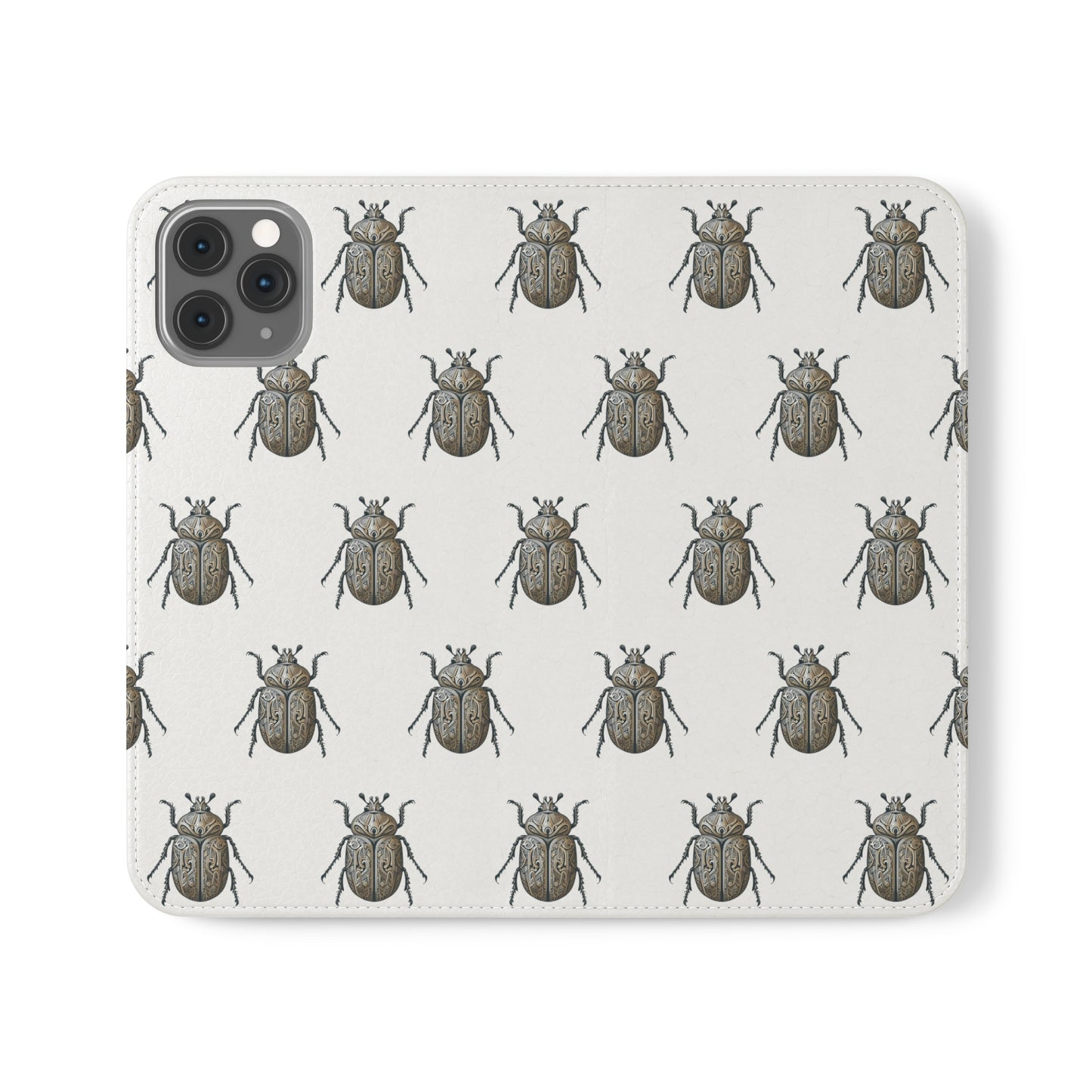 Carved Beetle Flip Cases for iPhone/Samsung - white