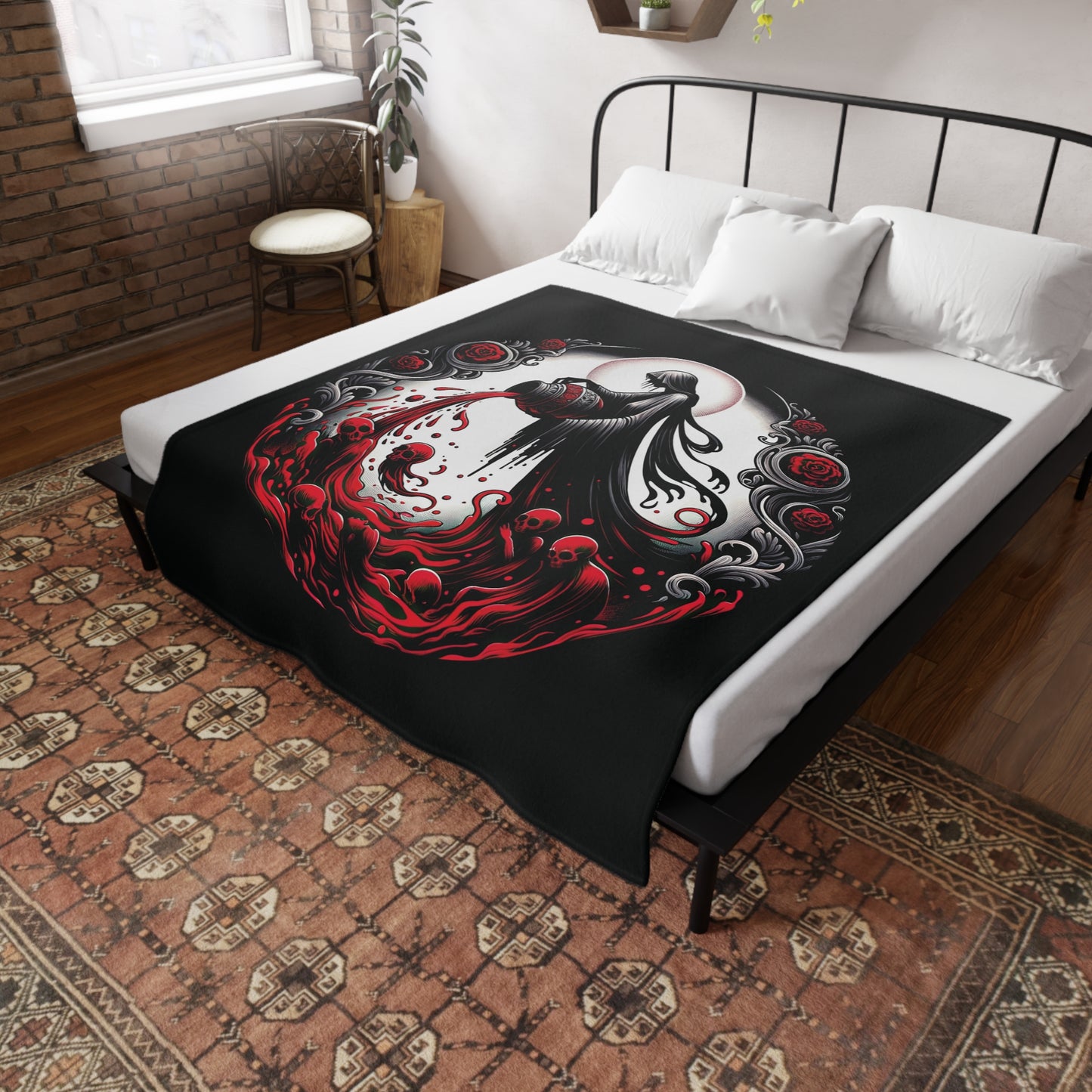 Gothic Aquarius Plush Fleece Blanket - black