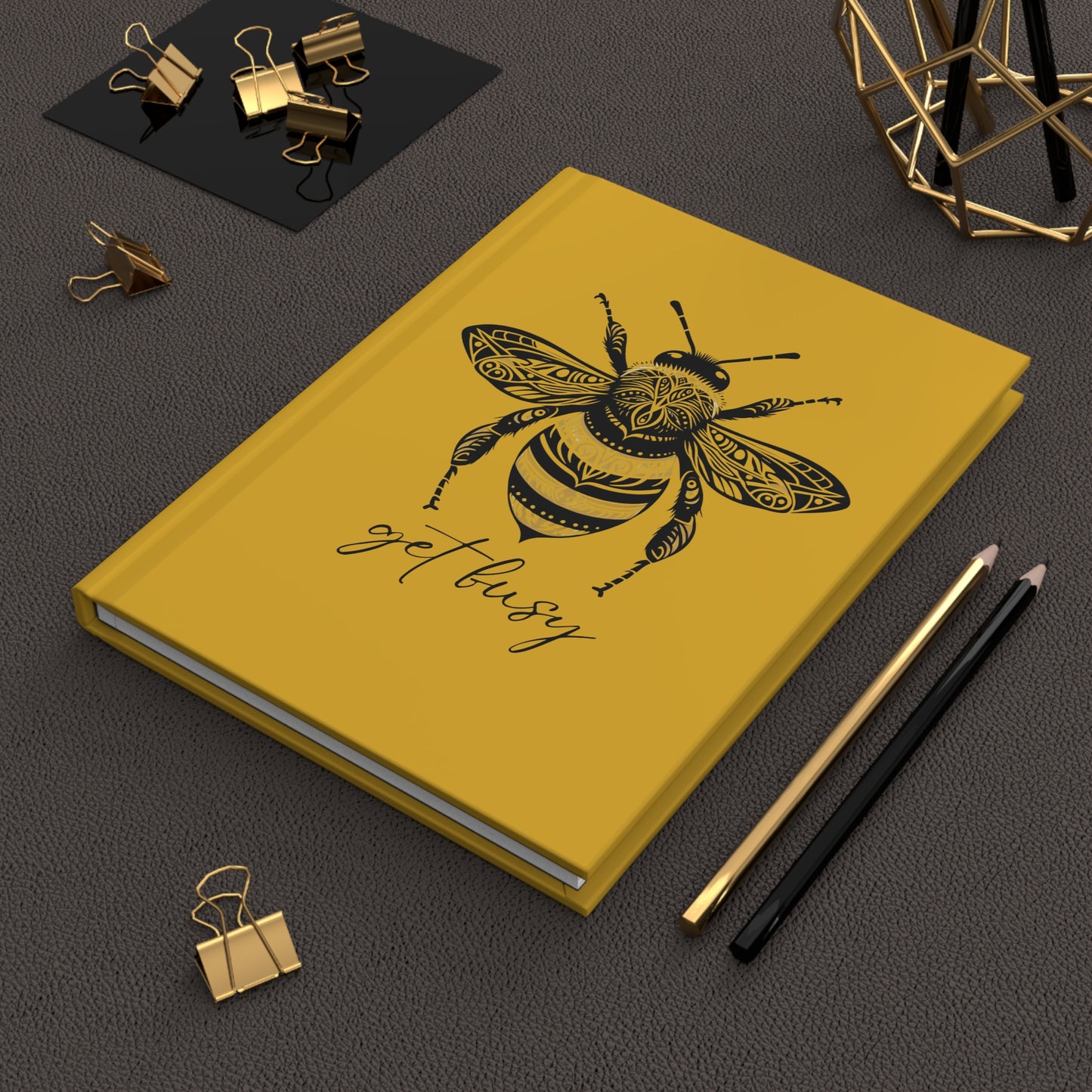 Get Busy Bee Hardcover Journal Matte - yellow