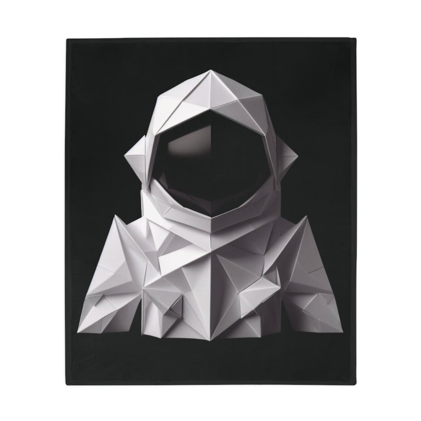 Origami Astronaut Plush Fleece Blanket - Black