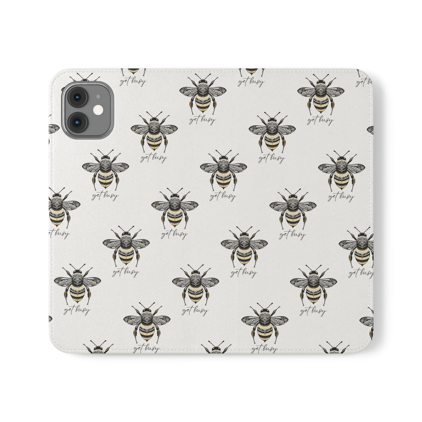 Get Busy Bee Flip Cases for iPhone/Samsung - white