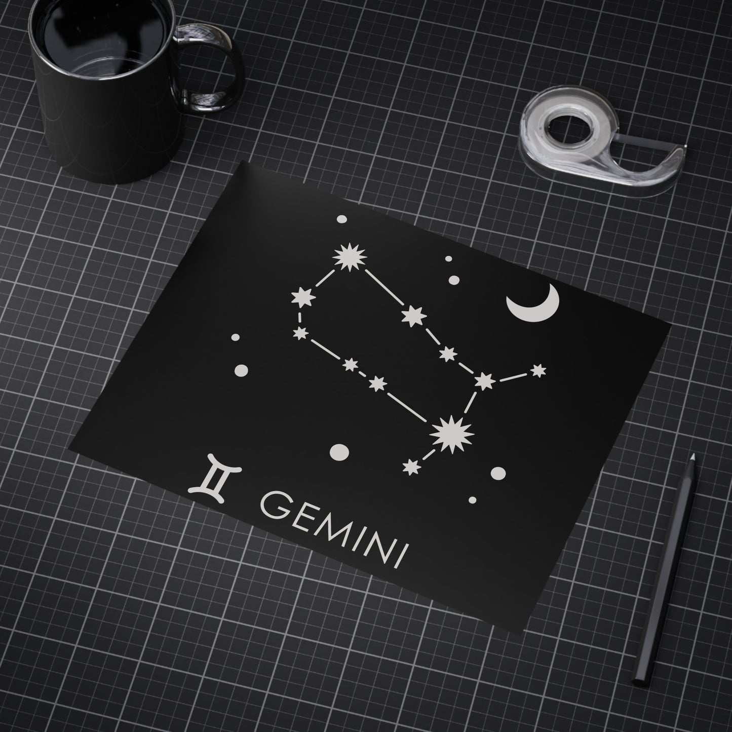 Gemini Starmap Unframed Prints - black