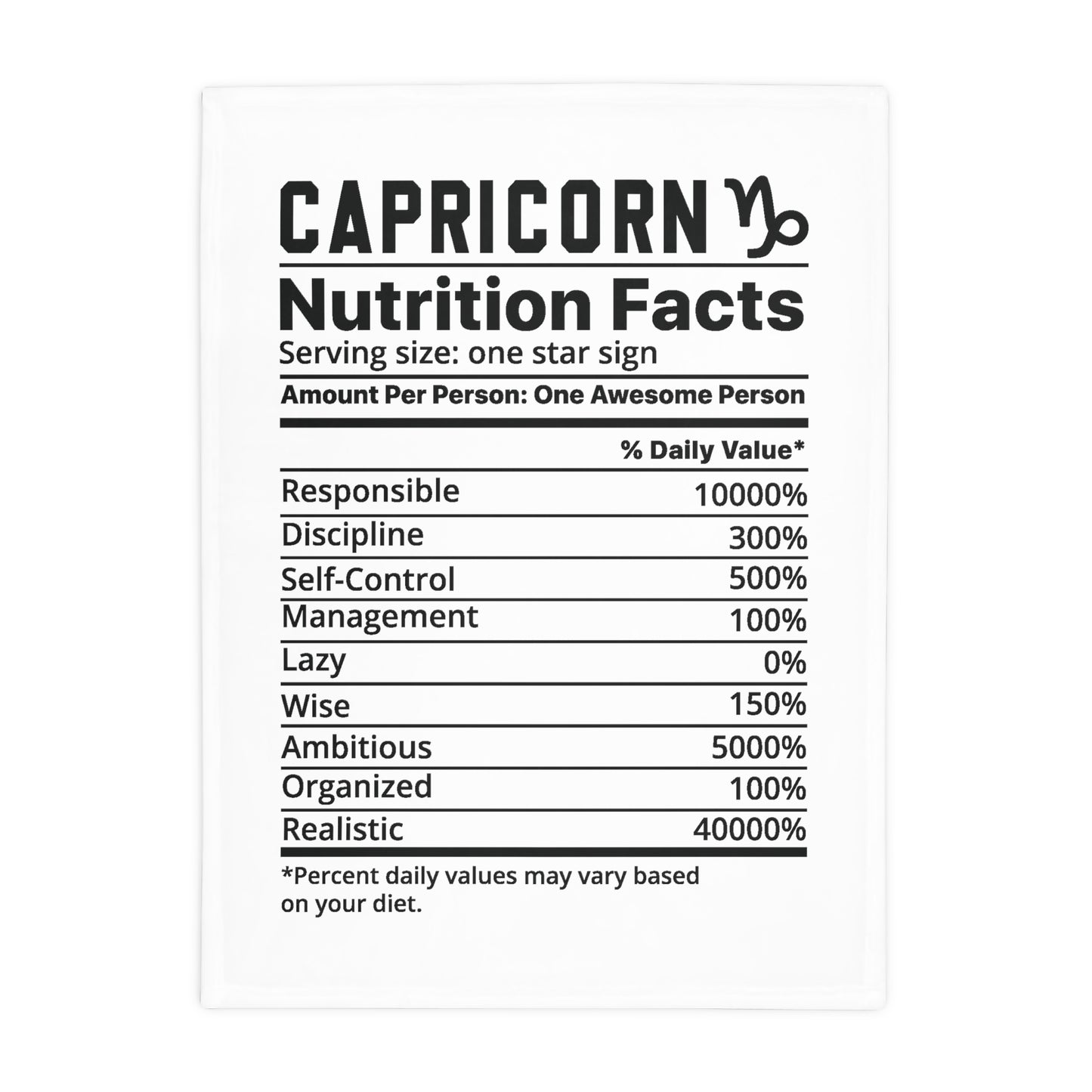 Capricorn Nutrition Plush Fleece Blanket - white