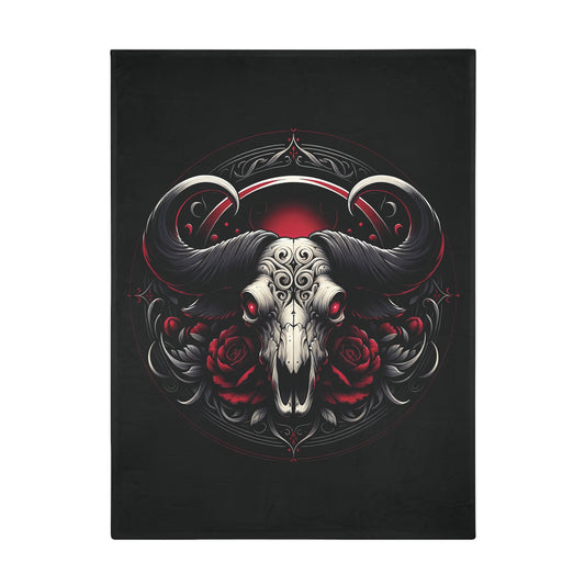 Gothic Taurus Plush Fleece Blanket - black