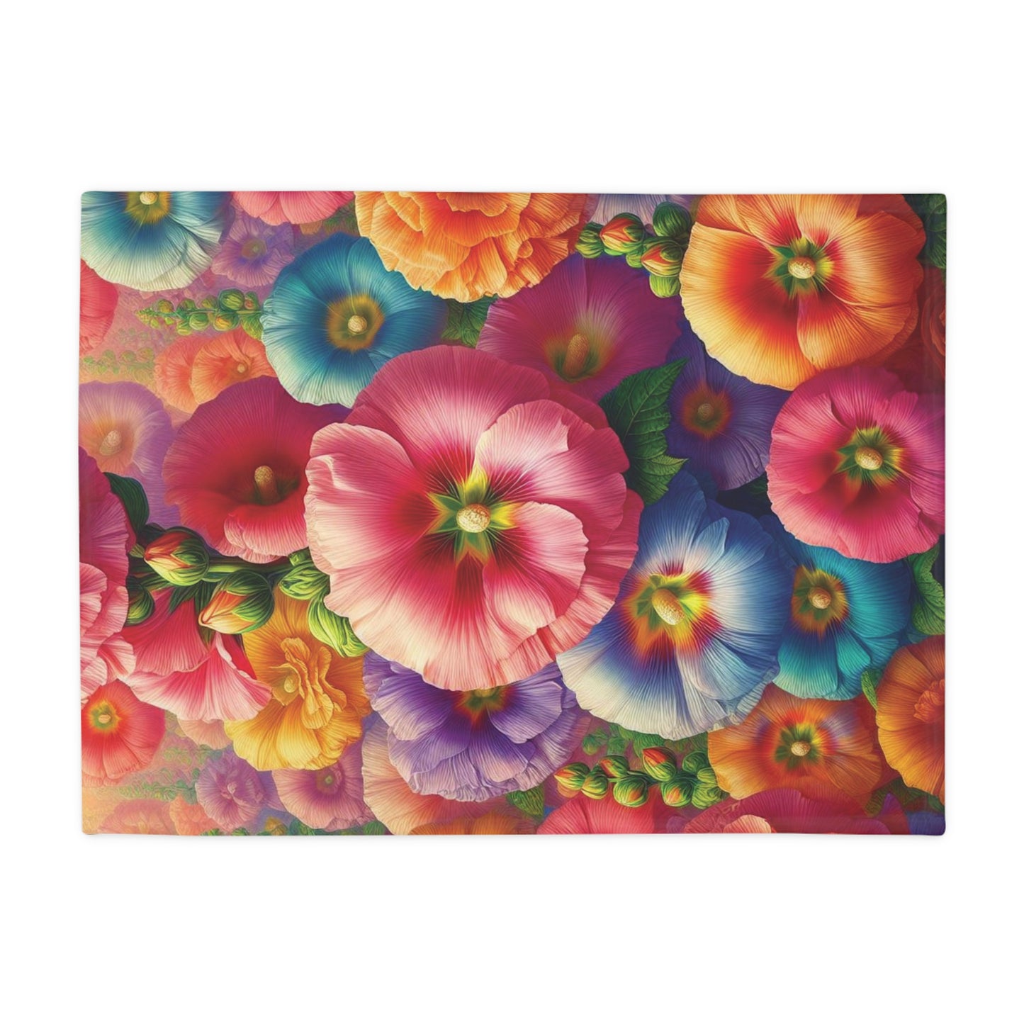 Hollyhocks #2 Plush Fleece Blanket