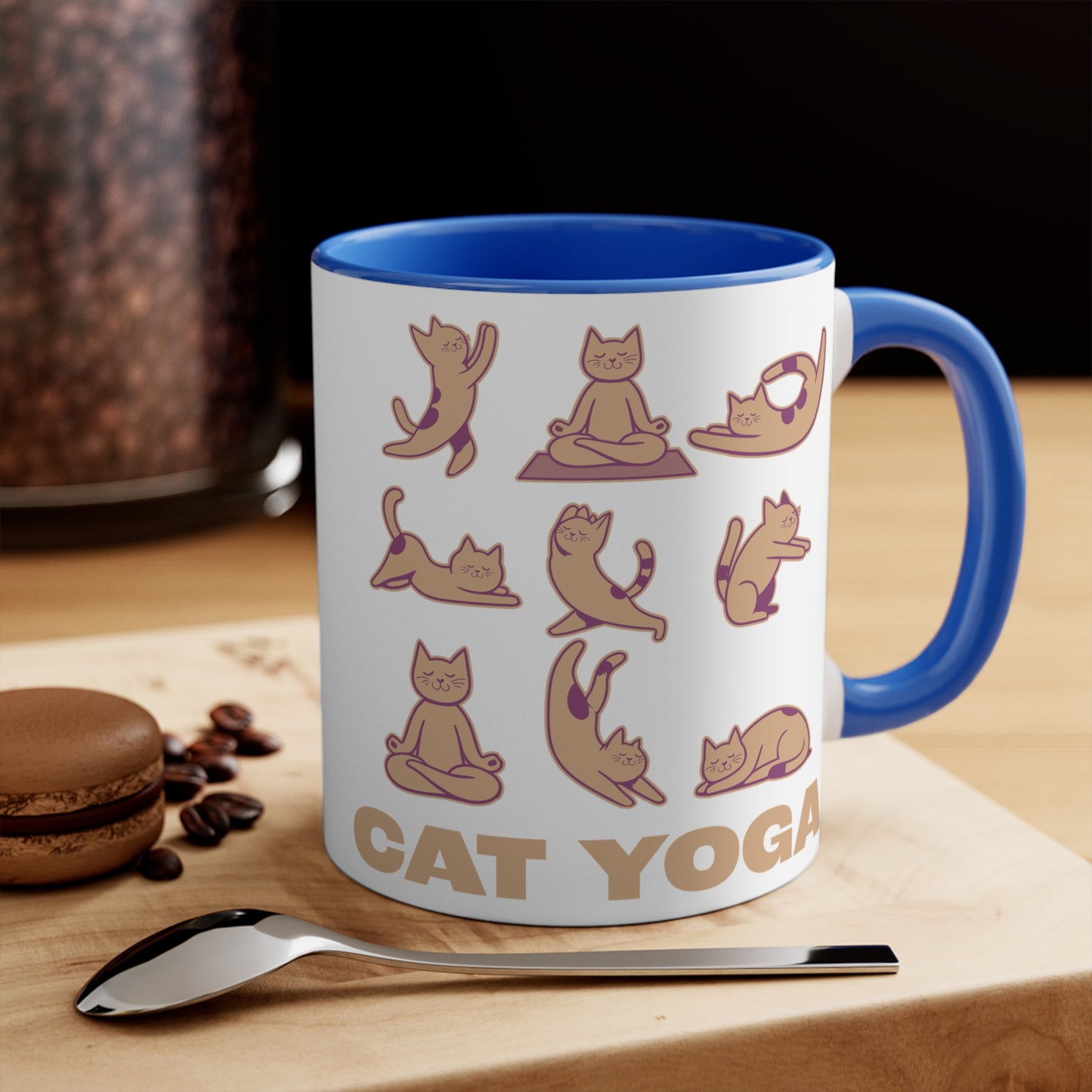 Cat Yoga Color Accent Mug 11oz - Zen Meditation Gift