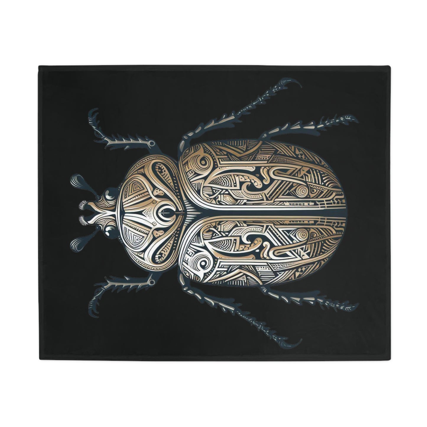 Carved Beetle - Black Plush Fleece Blanket