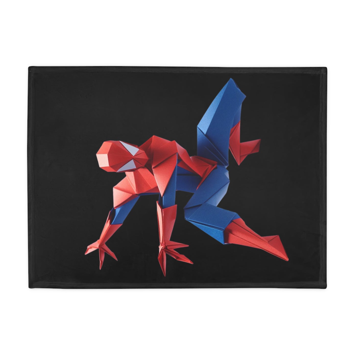 Origami Spiderman Plush Fleece Blanket - Black