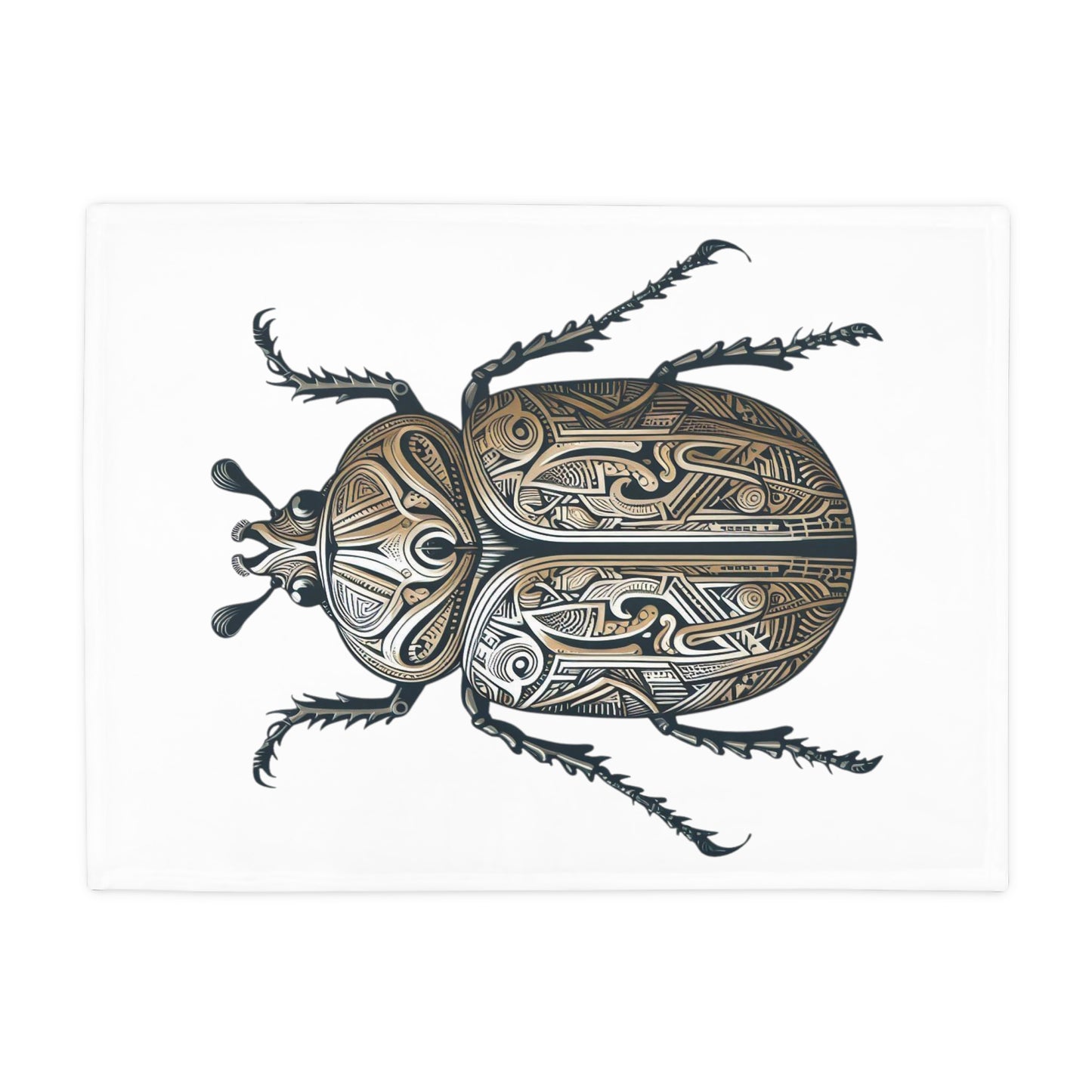 Carved Beetle - White Plush Fleece Blanket