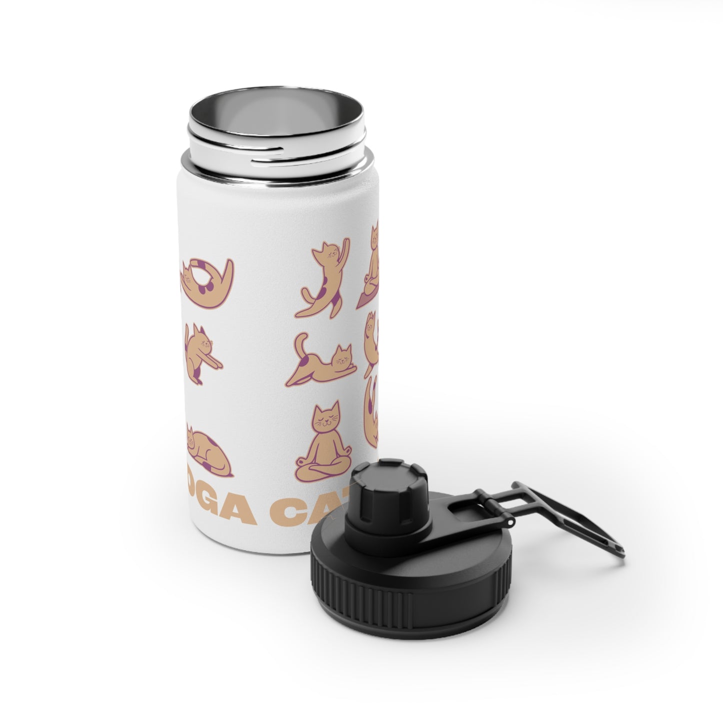 Cat Yoga Stainless Steel Water Bottle - # Sizes